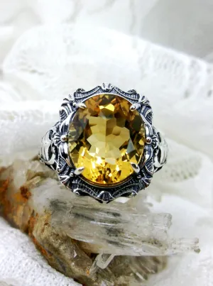 Natural Citrine Ring, Beauty Ring, Yellow Natural Gemstone, Oval Art Nouveau Filigree Ring, D229
