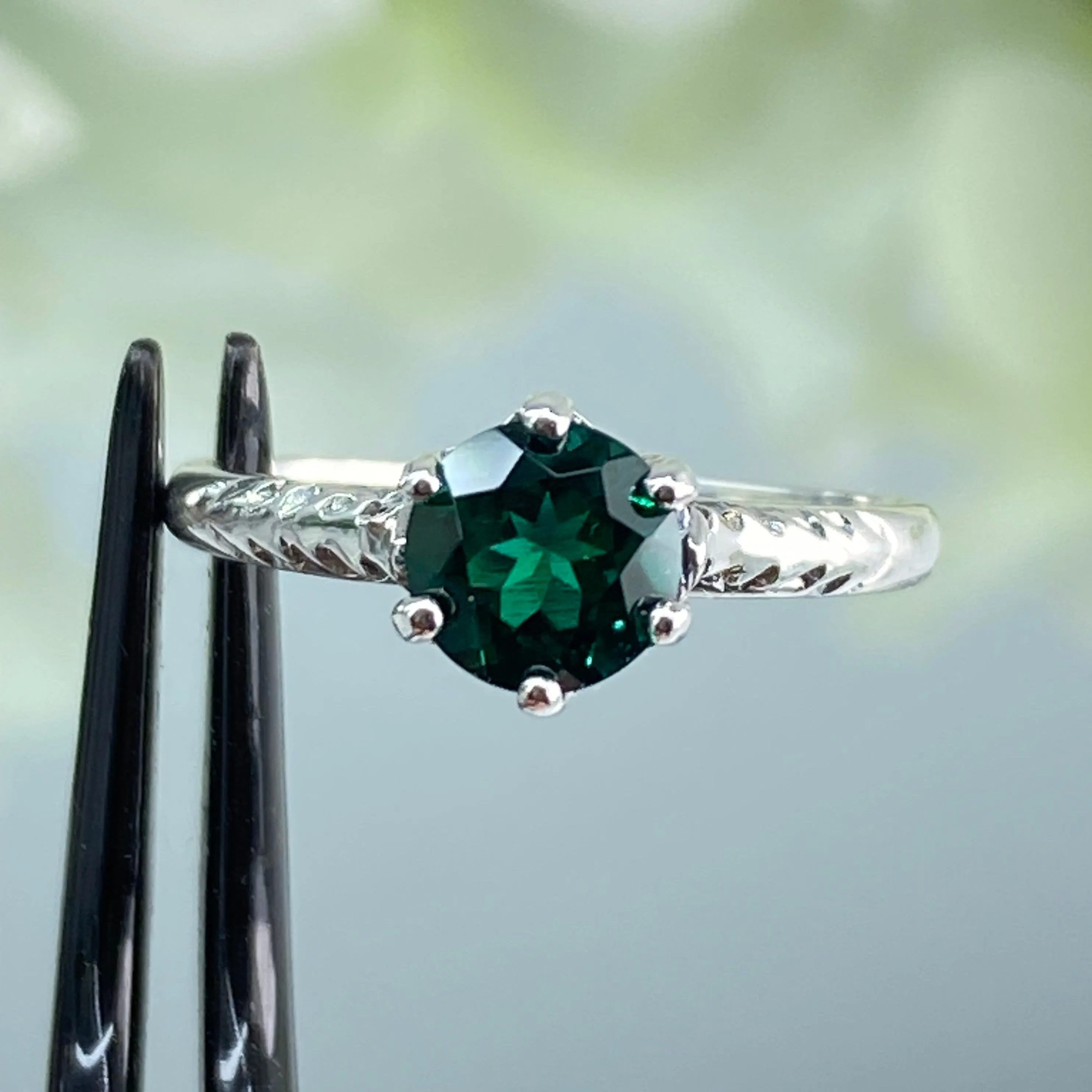 Natural Emerald Ring, Size 7, Victorian Wedding Solitaire #D22 - Ready to Ship