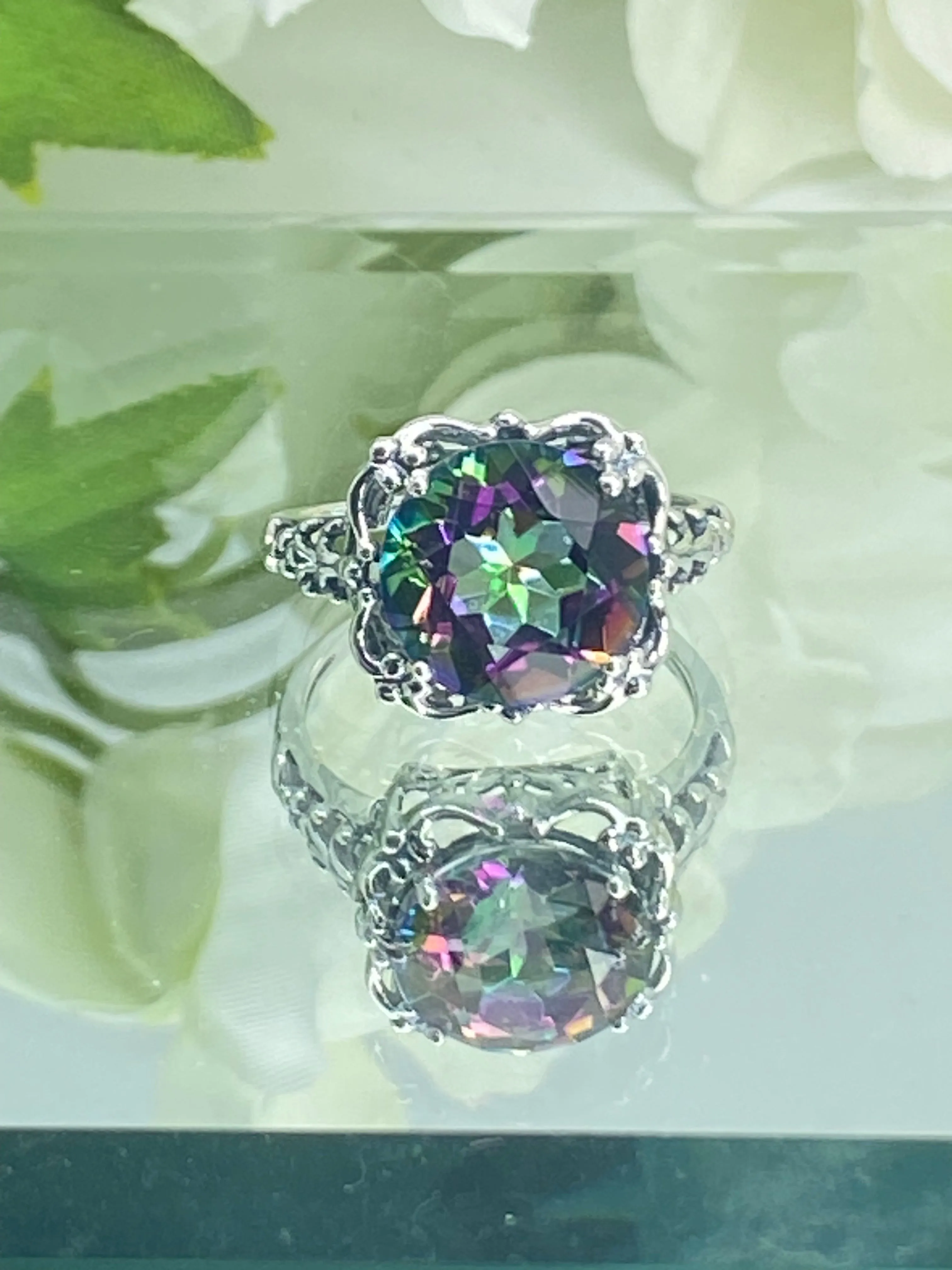 Natural Mystic Topaz Victorian Ring #D103