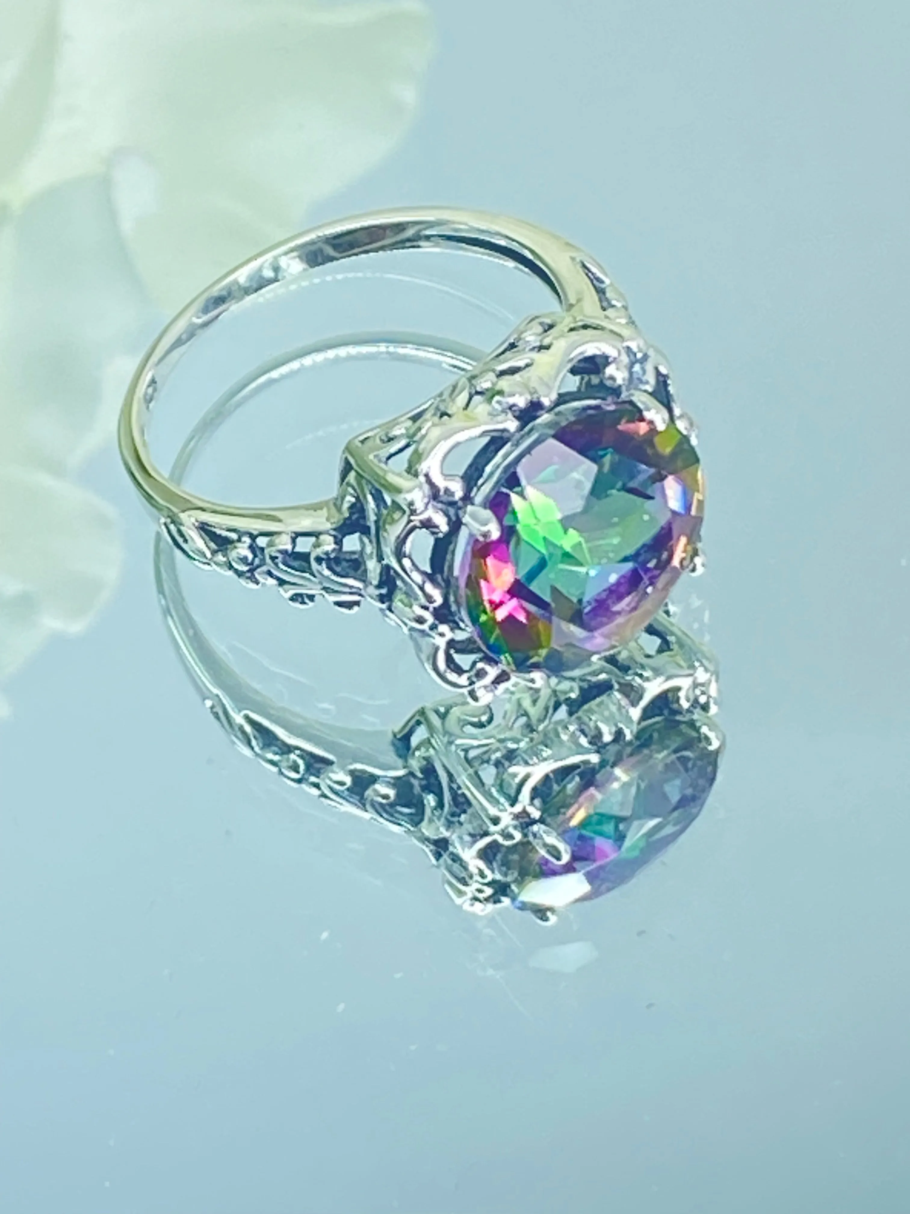 Natural Mystic Topaz Victorian Ring #D103