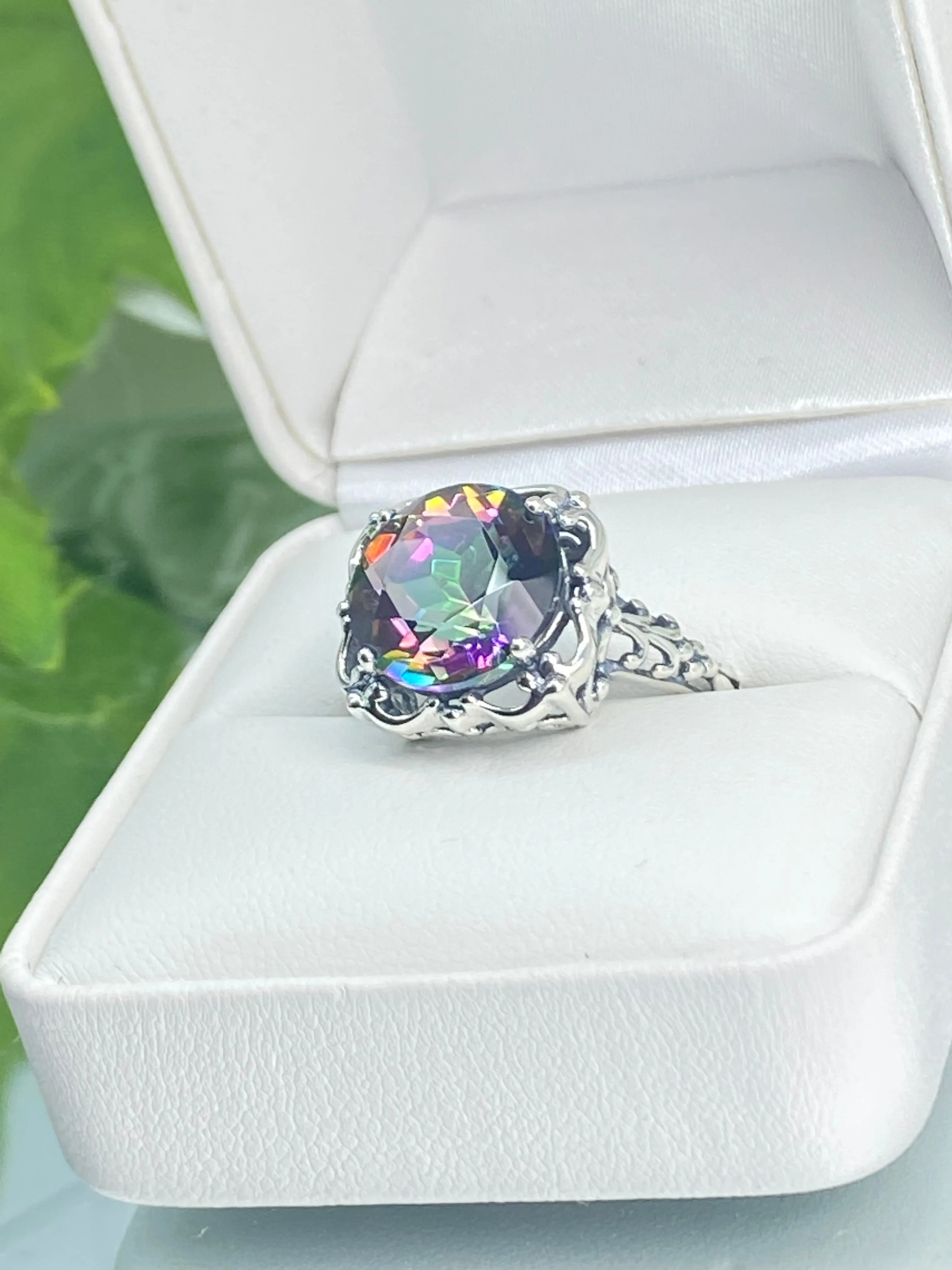 Natural Mystic Topaz Victorian Ring #D103