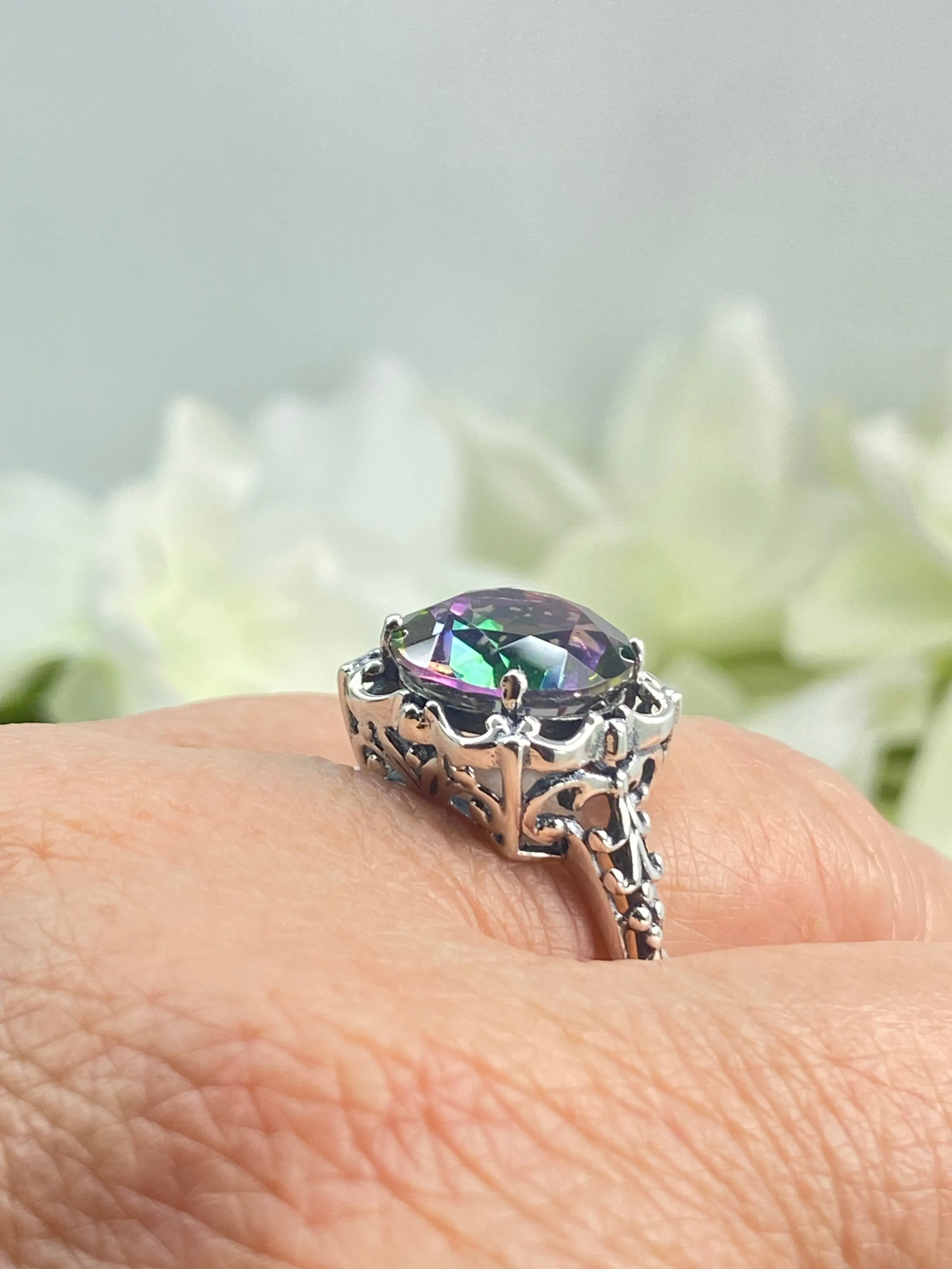 Natural Mystic Topaz Victorian Ring #D103