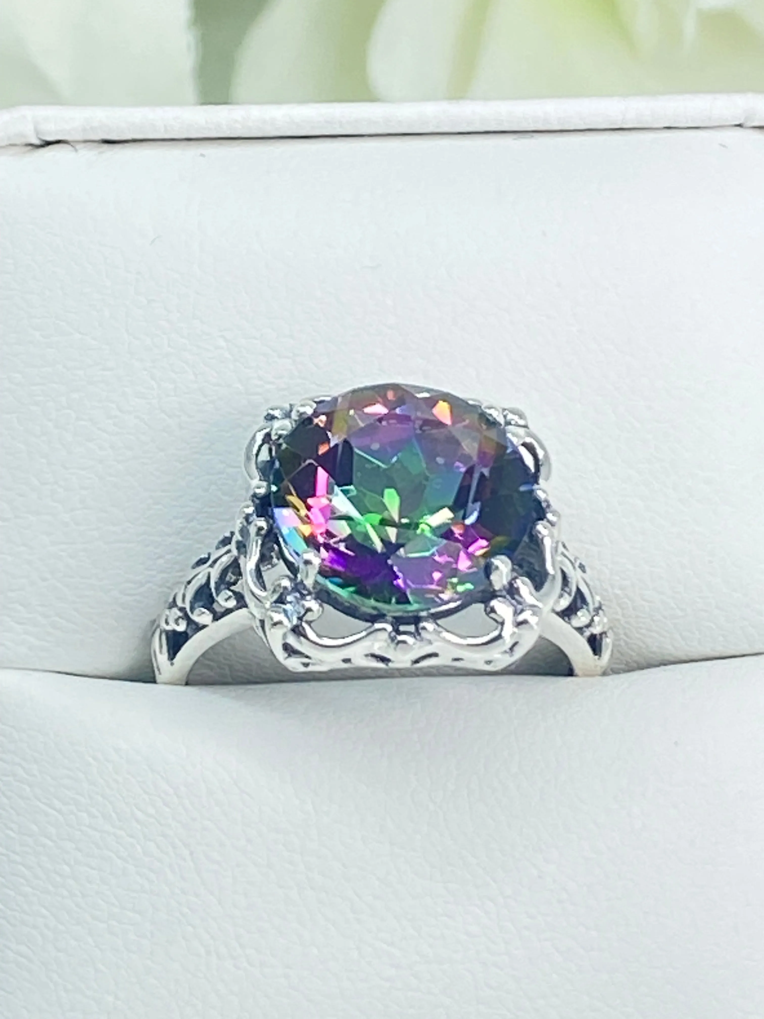 Natural Mystic Topaz Victorian Ring #D103