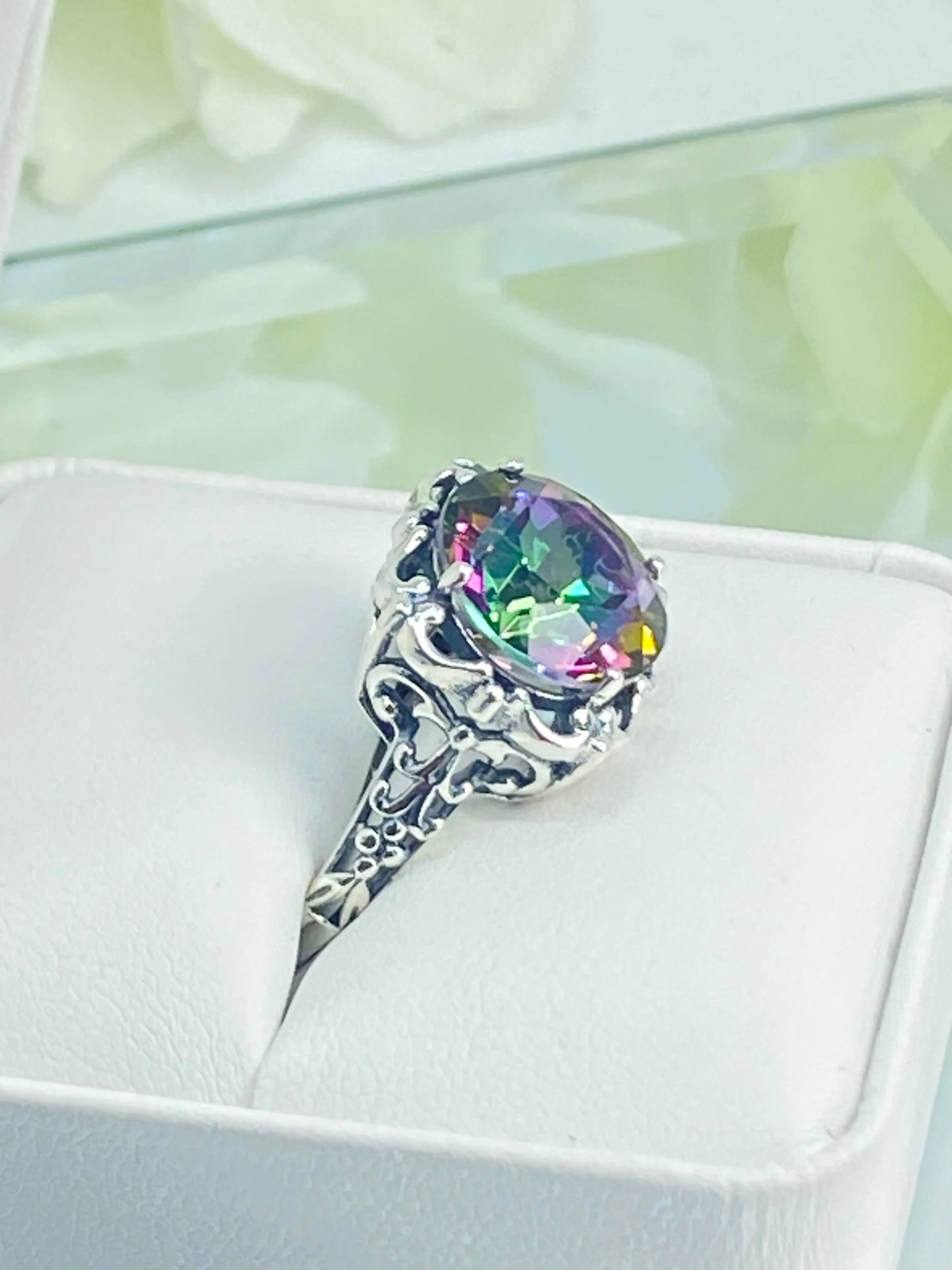 Natural Mystic Topaz Victorian Ring #D103
