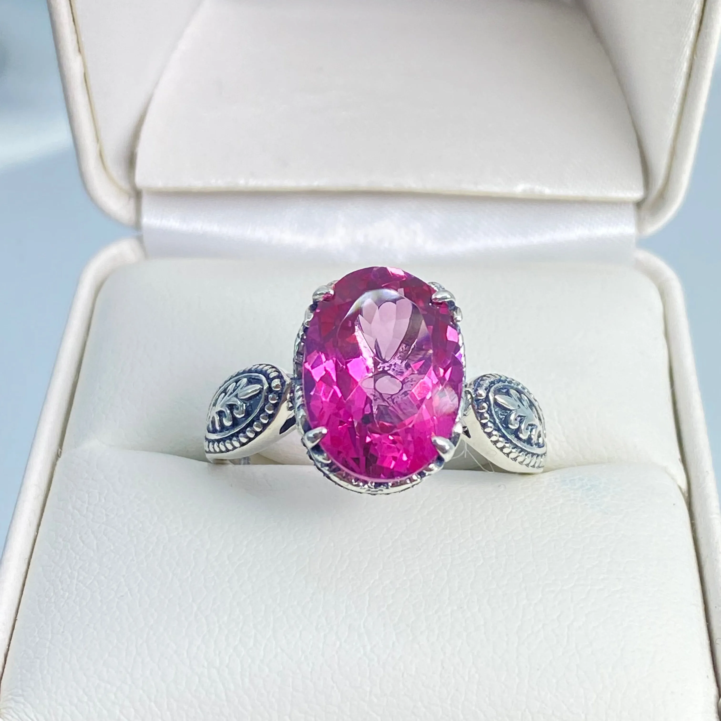 Natural Pink Topaz Ring, Dragon Filigree, Gothic Jewelry #D133