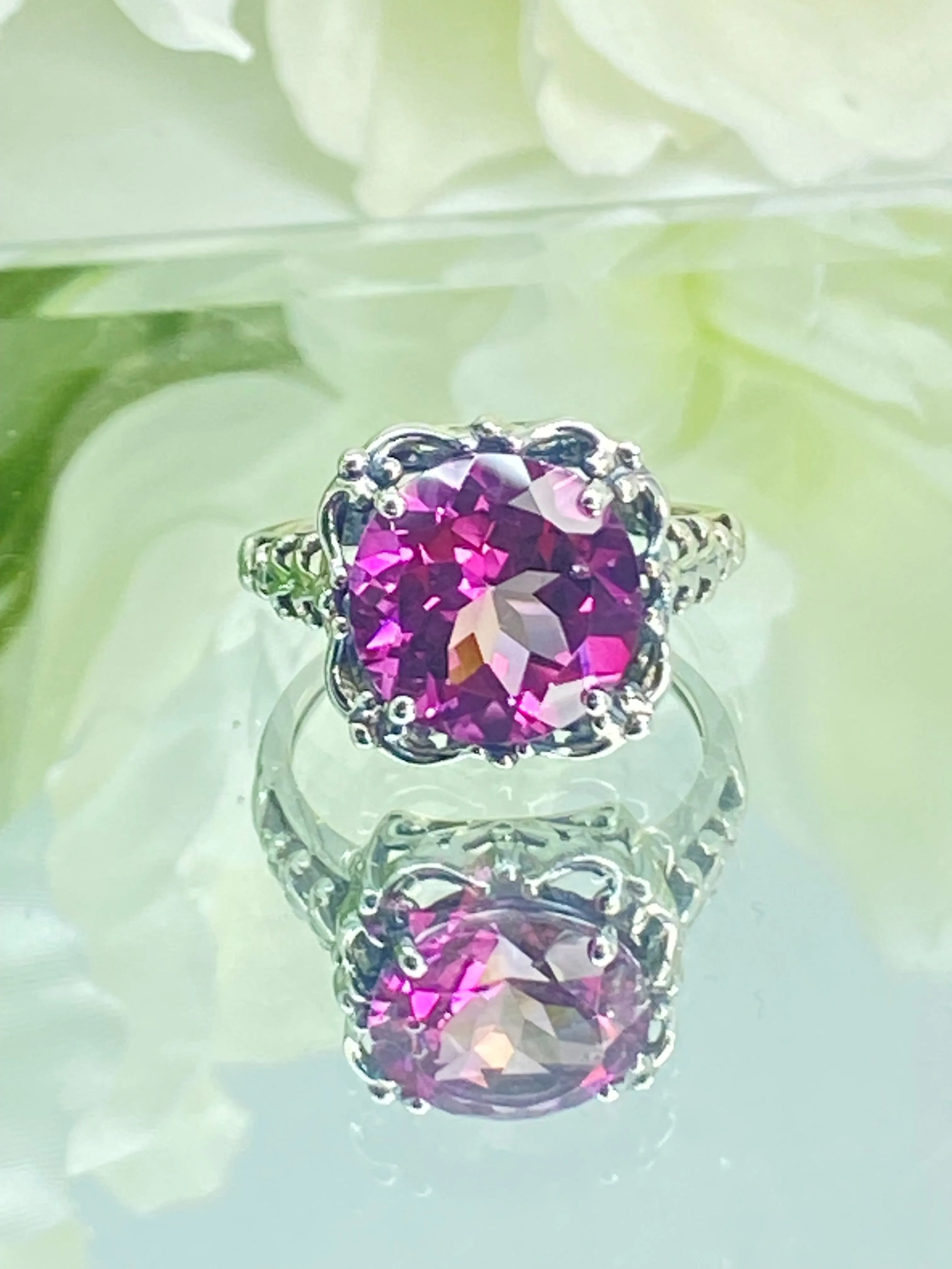Natural Pink Topaz Ring, Size 8, Sterling Silver Victorian Filigree #D103 - Ready to Ship