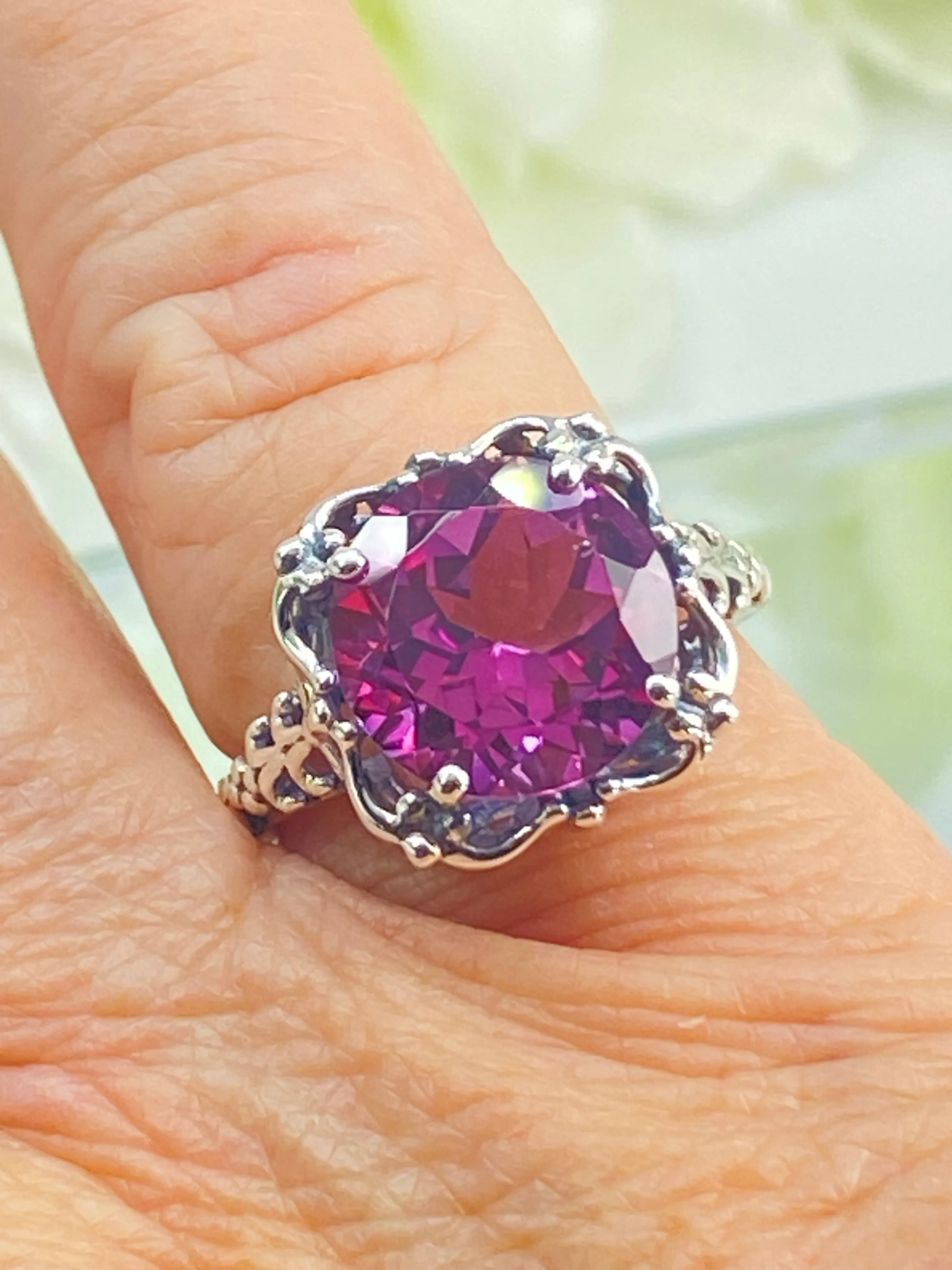 Natural Pink Topaz Ring, Size 8, Sterling Silver Victorian Filigree #D103 - Ready to Ship