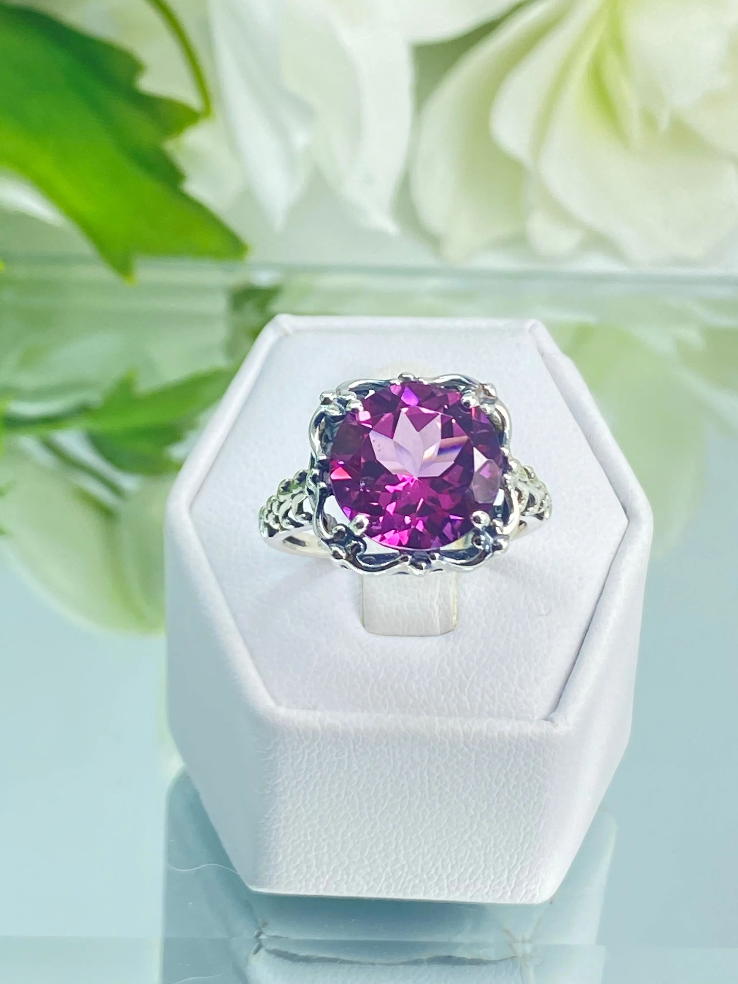 Natural Pink Topaz Ring, Size 8, Sterling Silver Victorian Filigree #D103 - Ready to Ship