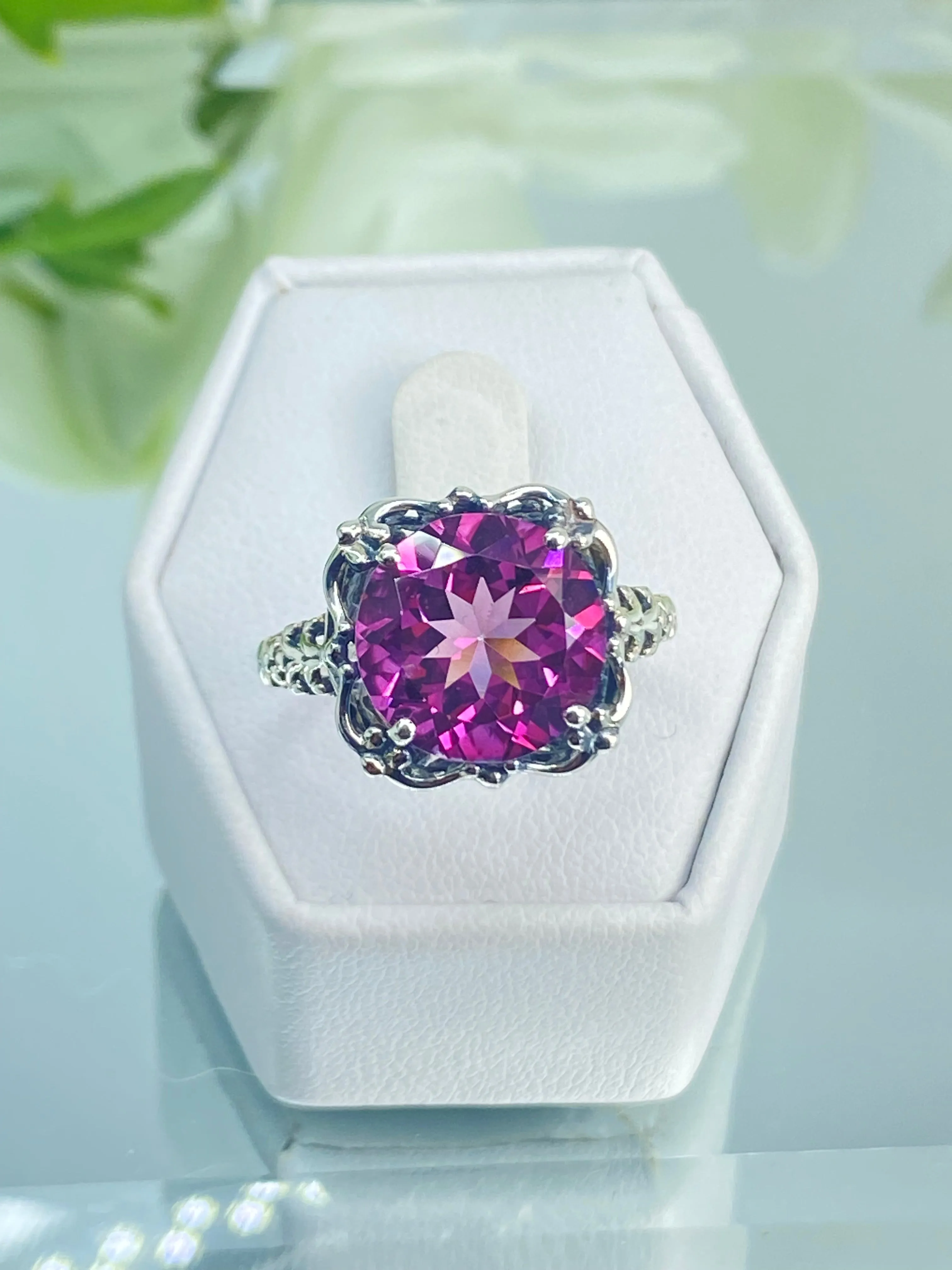 Natural Pink Topaz Ring, Size 8, Sterling Silver Victorian Filigree #D103 - Ready to Ship