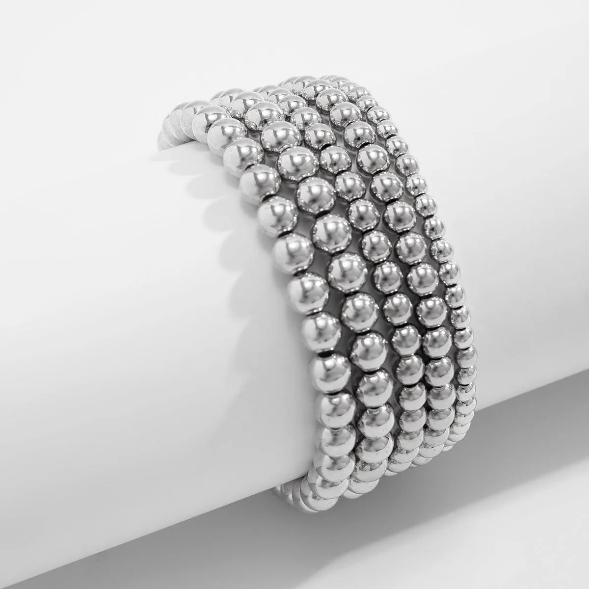 Newly 5pcs Gold Silver Plated Ball Chain Bracelet Set