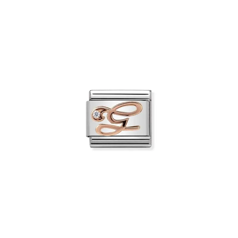 Nomination Composable Link Letter G, Cubic Zirconia, 9K Rose Gold
