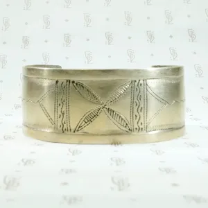 North African Engraved White Brass Cuff