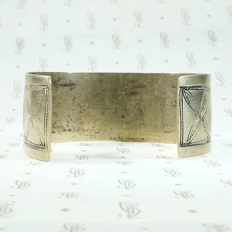 North African Engraved White Brass Cuff