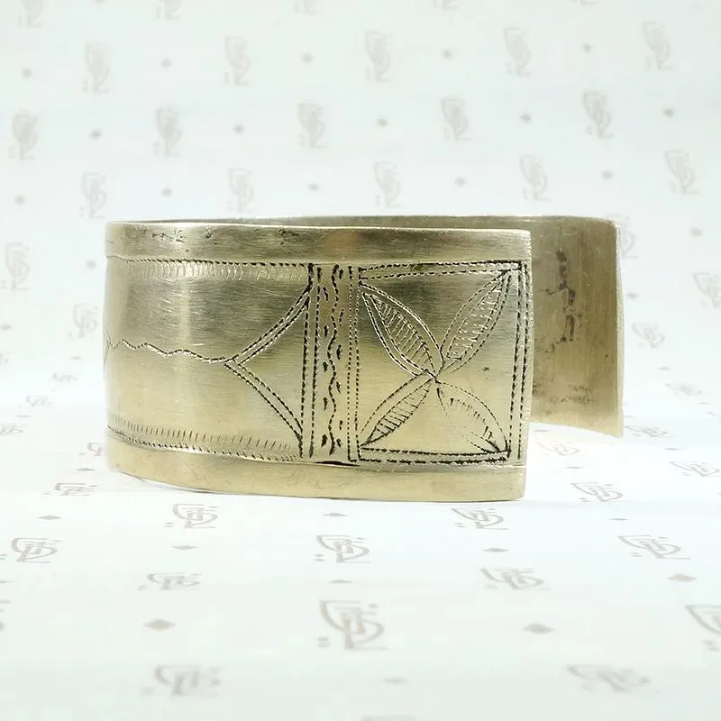North African Engraved White Brass Cuff