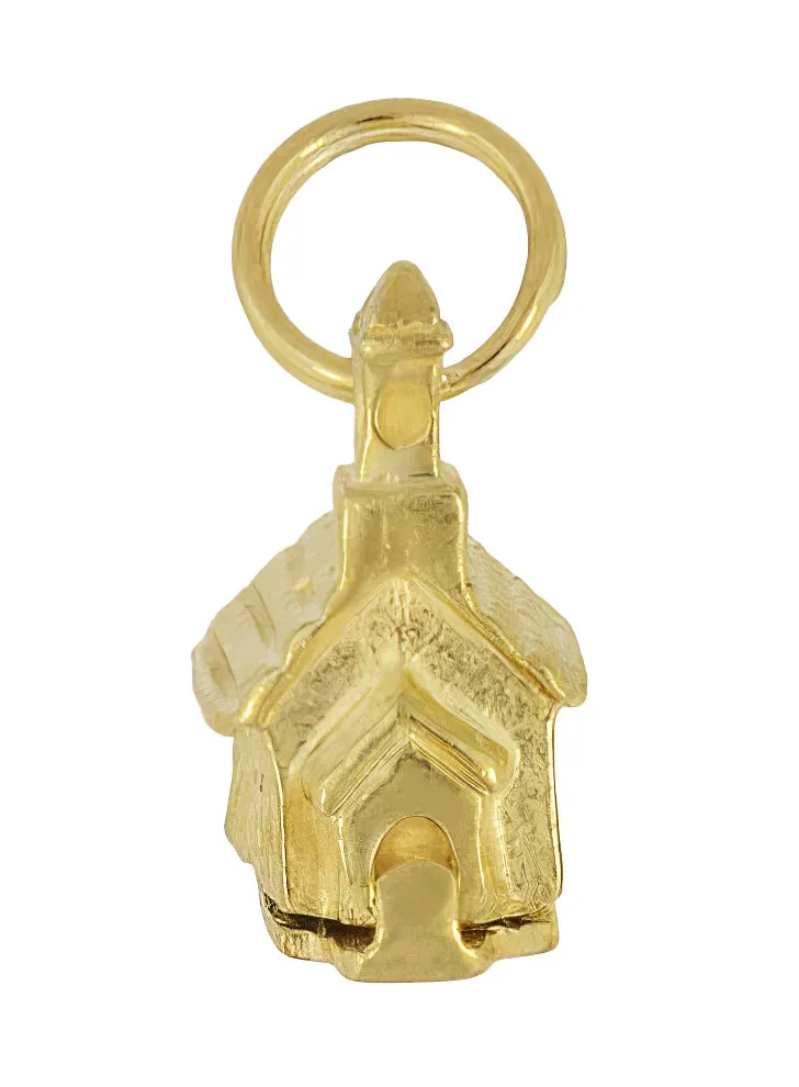 Old Church with Hidden Bride and Groom Movable Charm in 14 Karat Gold