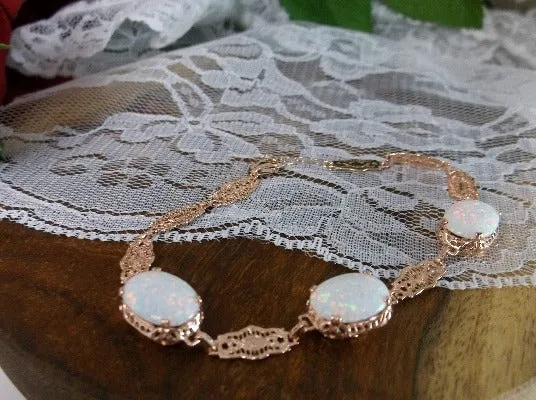 Opal Bracelet Rose Gold Plated Edwardian Jewelry #B70