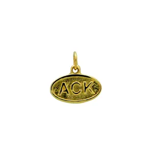 Oval ACK Bracelet Charm in 14kt Gold