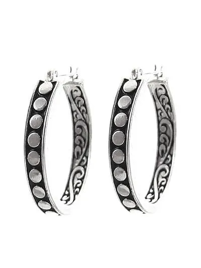 Overhanging Filigree inside & Ball Hoop Earrings