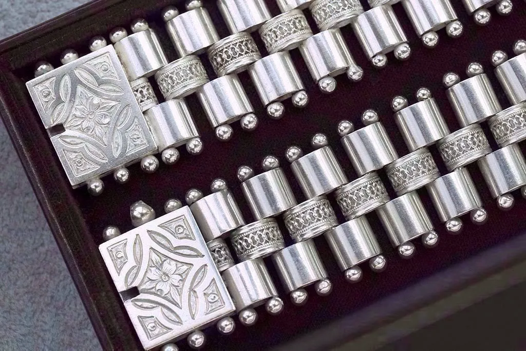 Pair of Victorian Sterling Silver Bracelets/Necklace