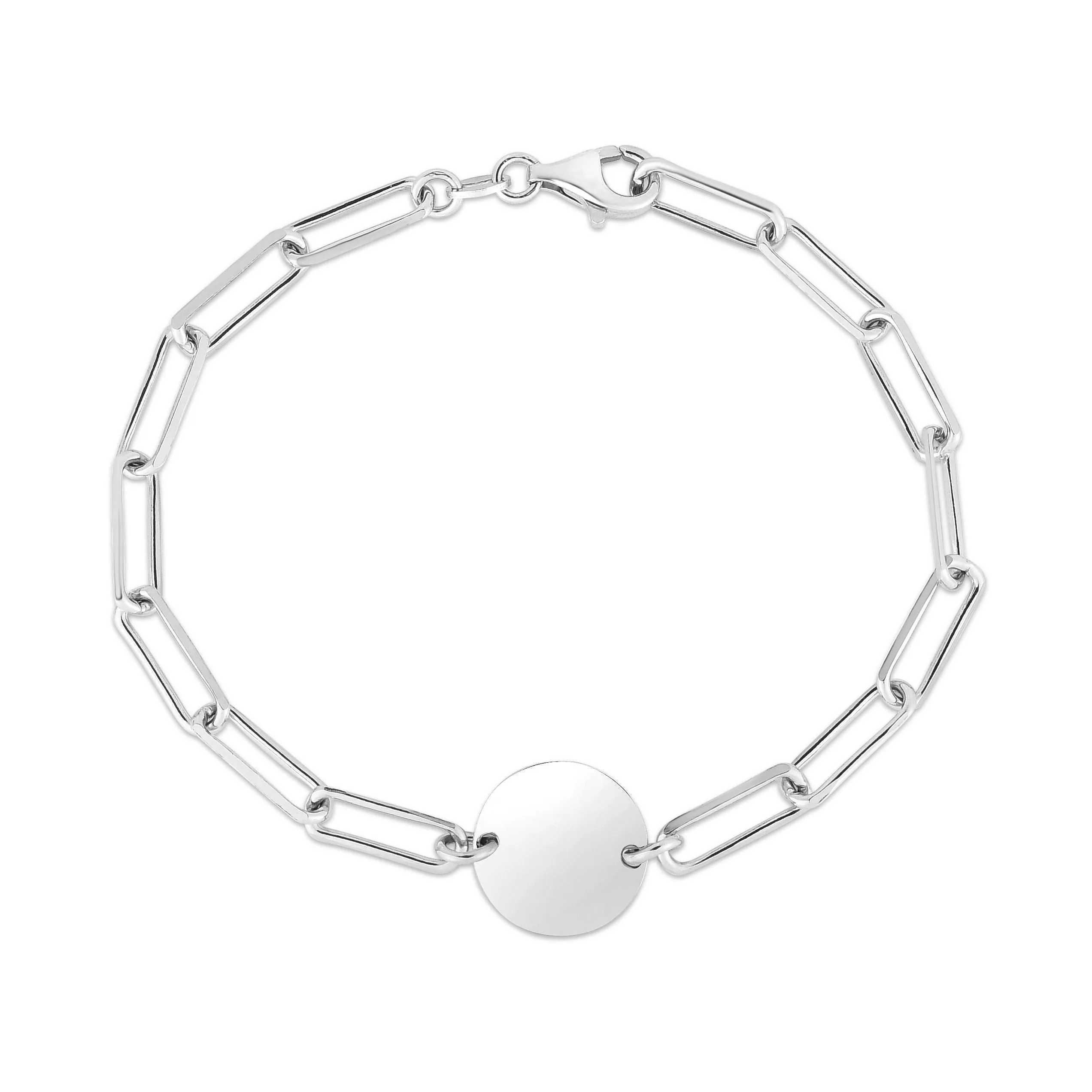 PaperClip Bracelet with an Engravable Disc