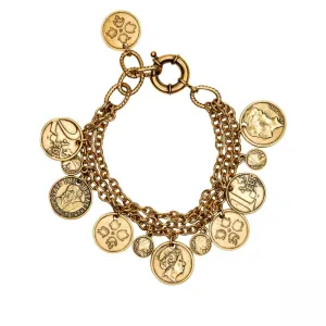 Patricia Nash Women's World Coin Triple Strand Dangle Bracelet