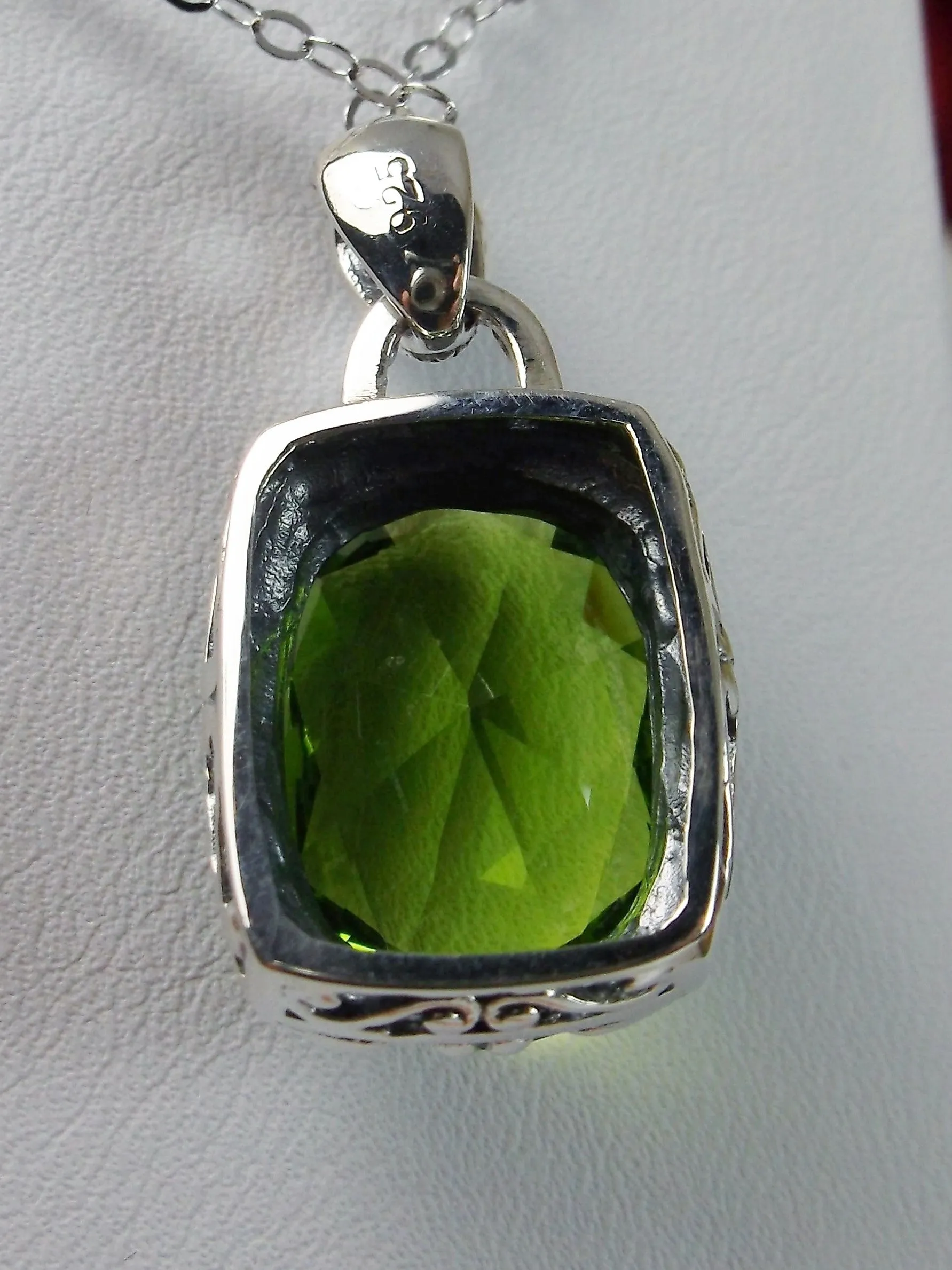 Peridot Pendant, Green Art Nouveau Necklace #P120 - Ready to Ship