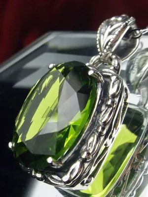 Peridot Pendant, Green Art Nouveau Necklace #P120 - Ready to Ship