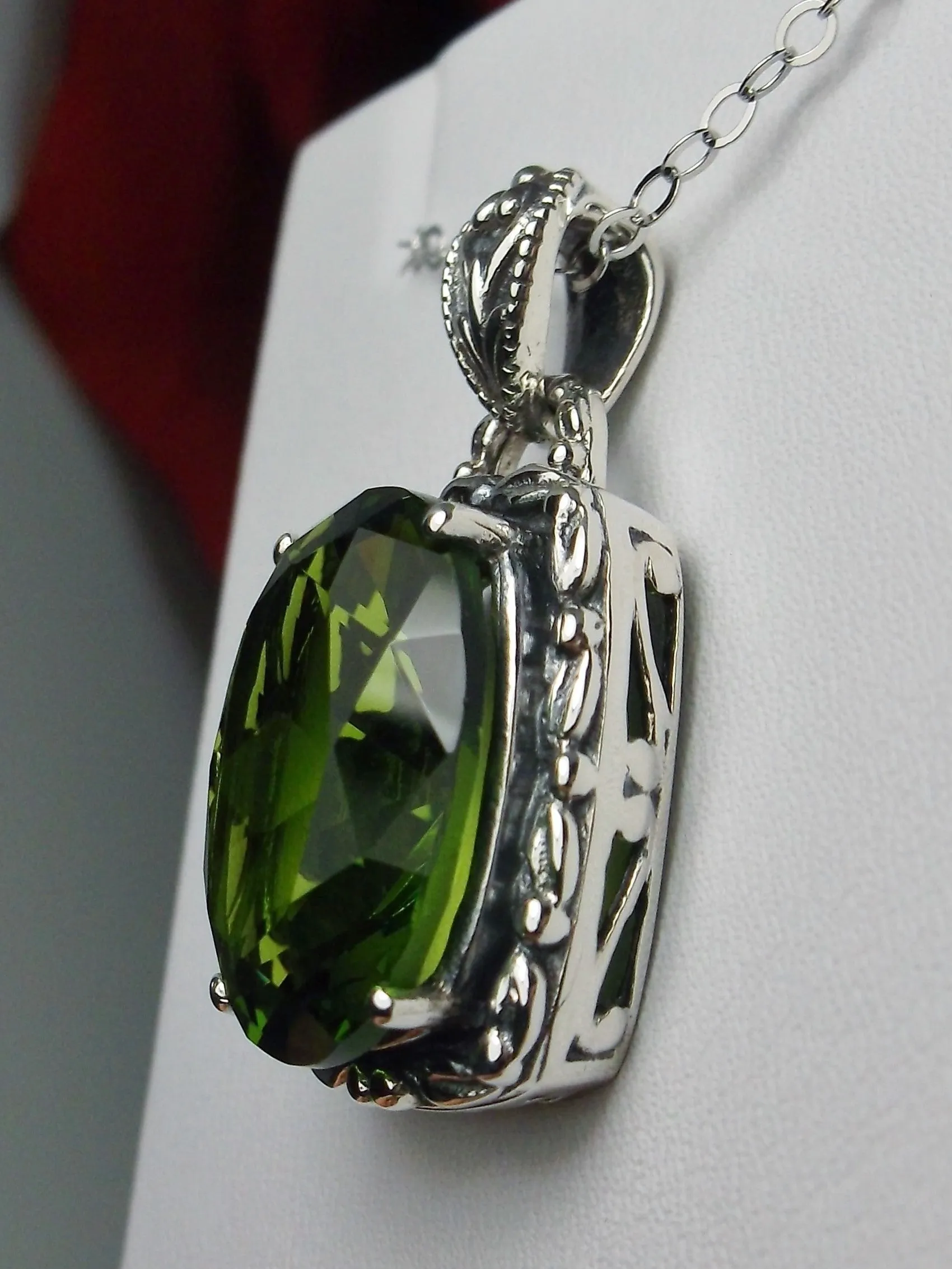 Peridot Pendant, Green Art Nouveau Necklace #P120 - Ready to Ship