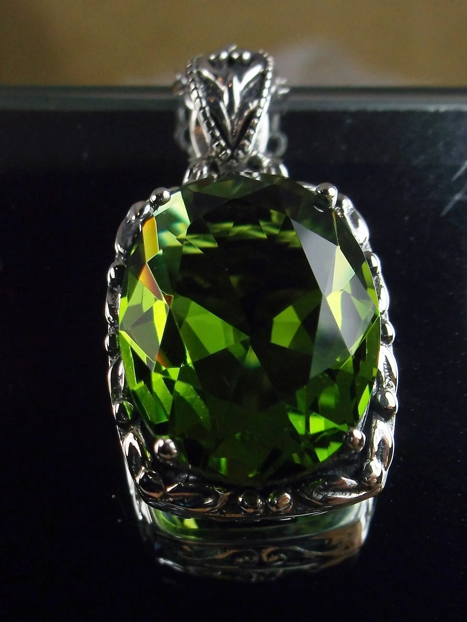 Peridot Pendant, Green Art Nouveau Necklace #P120 - Ready to Ship