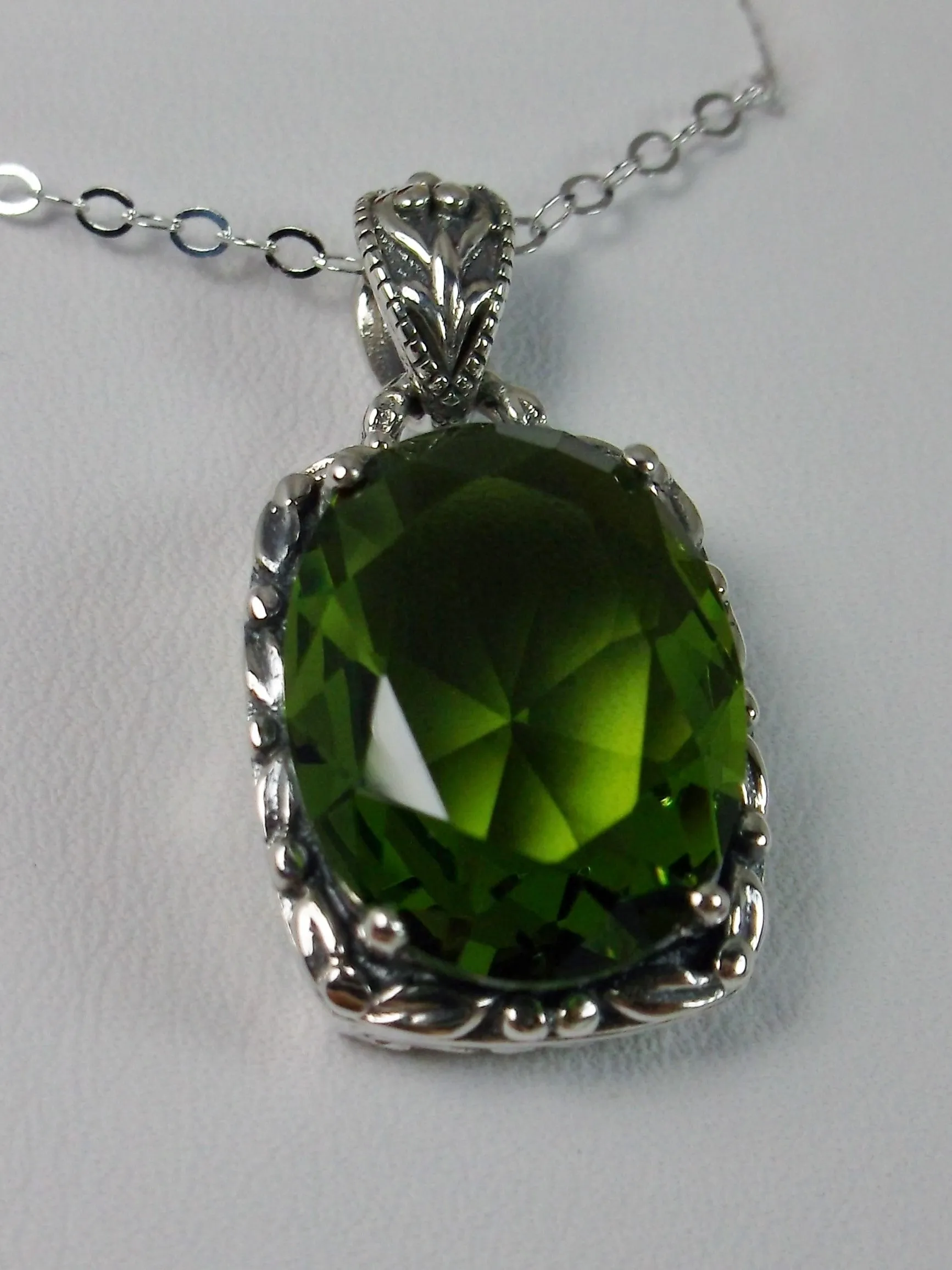 Peridot Pendant, Green Art Nouveau Necklace #P120 - Ready to Ship
