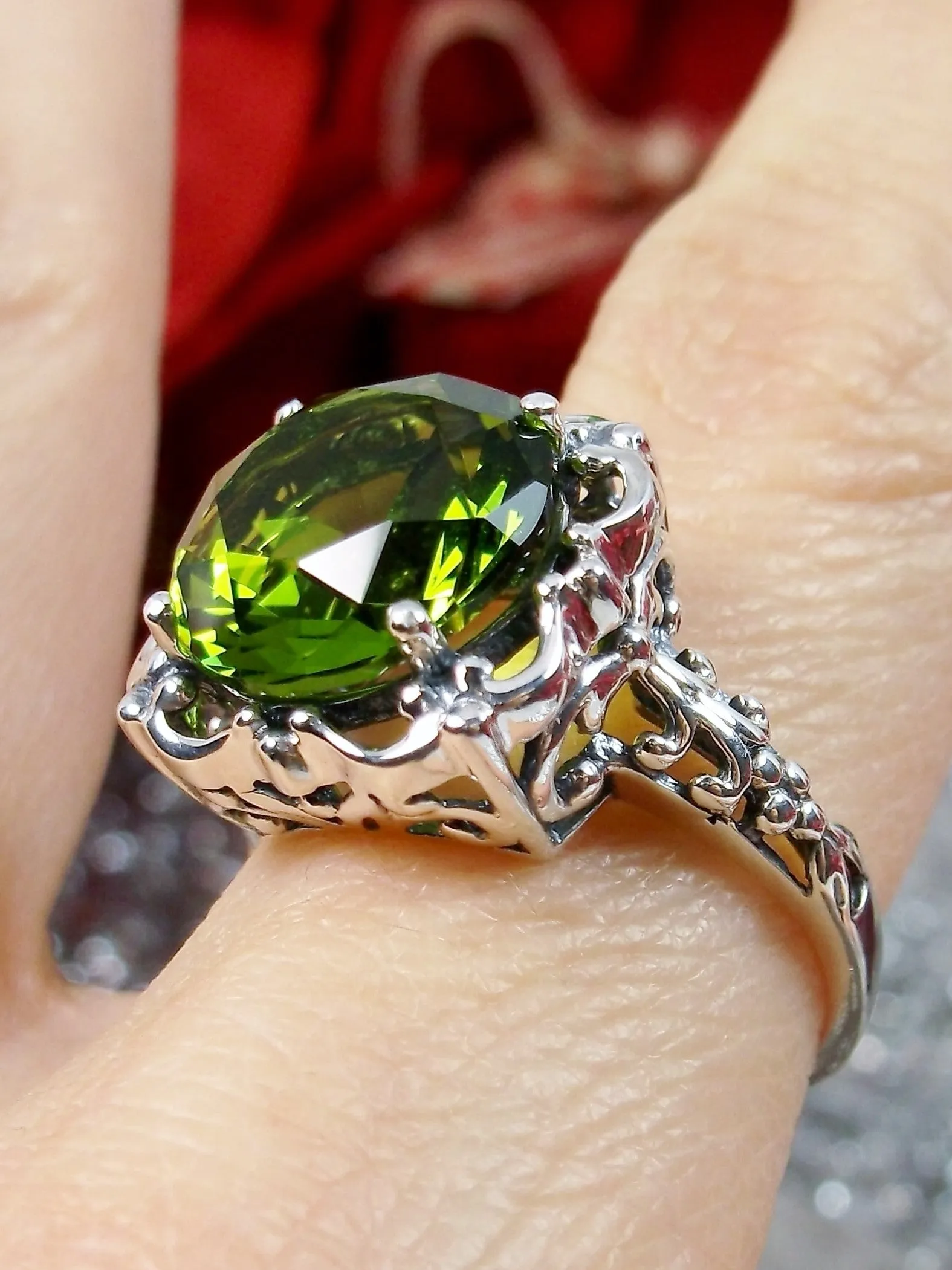 Peridot Ring, Victorian Jewelry #D103