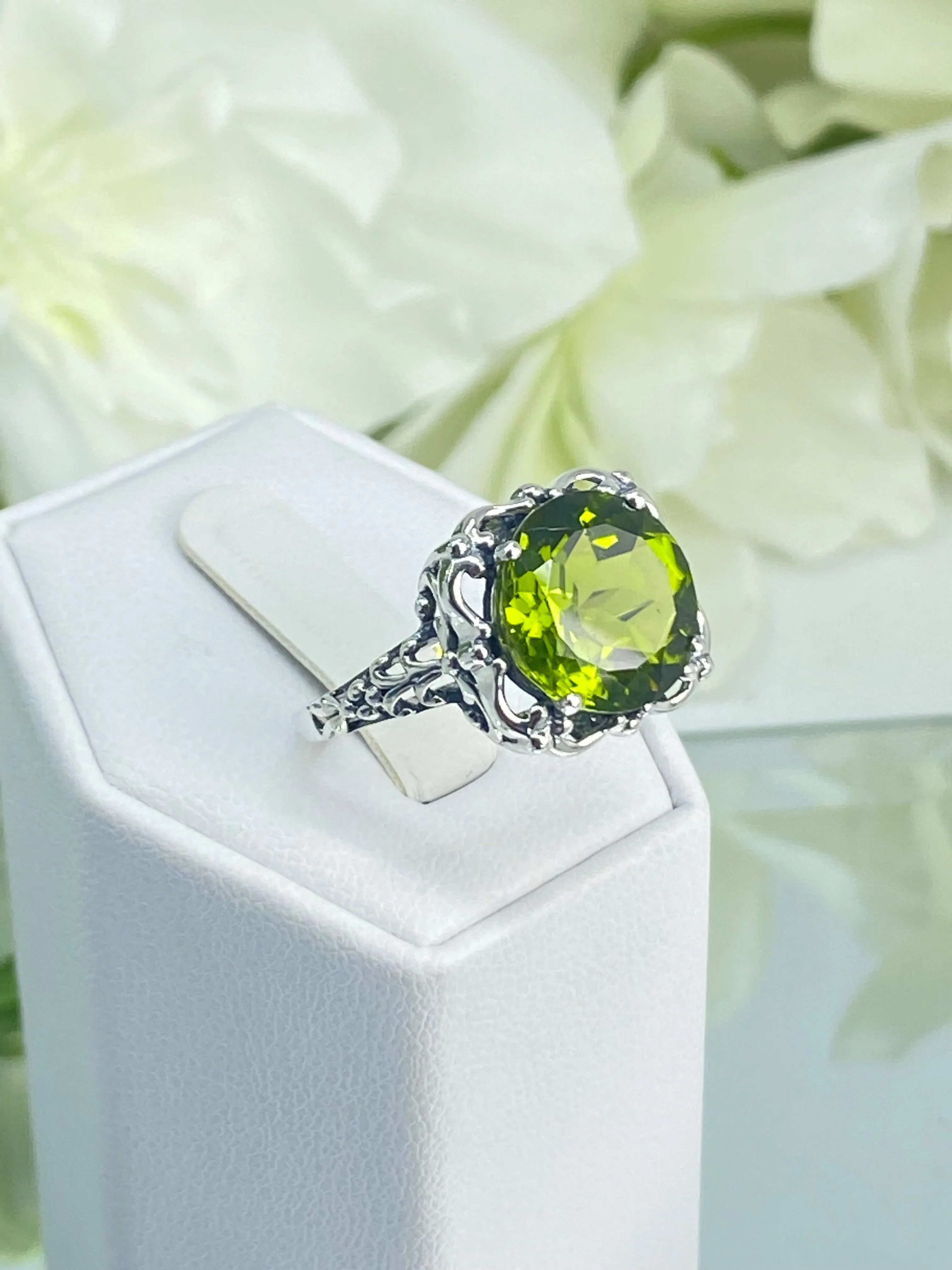 Peridot Ring, Victorian Jewelry #D103