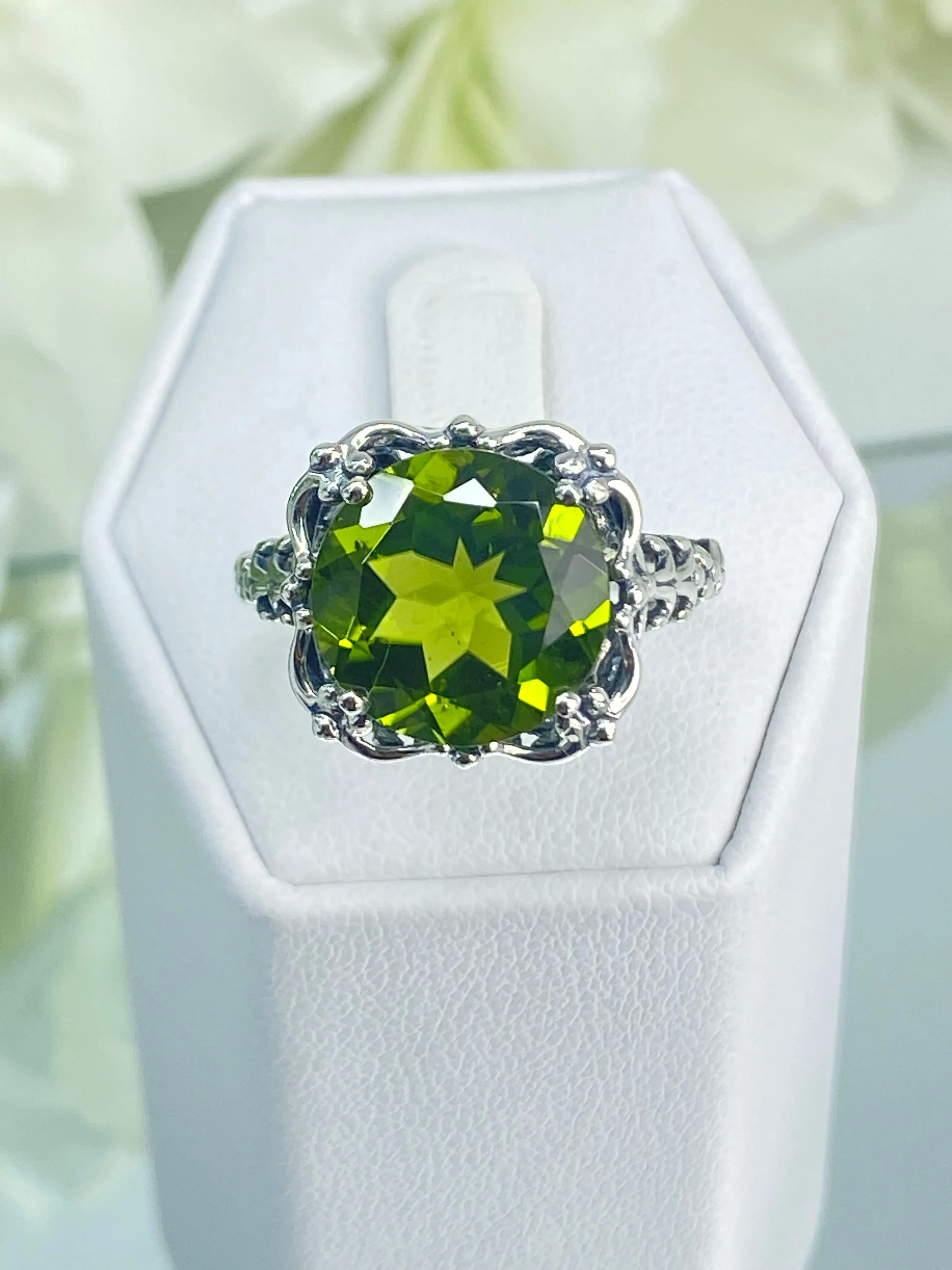 Peridot Ring, Victorian Jewelry #D103