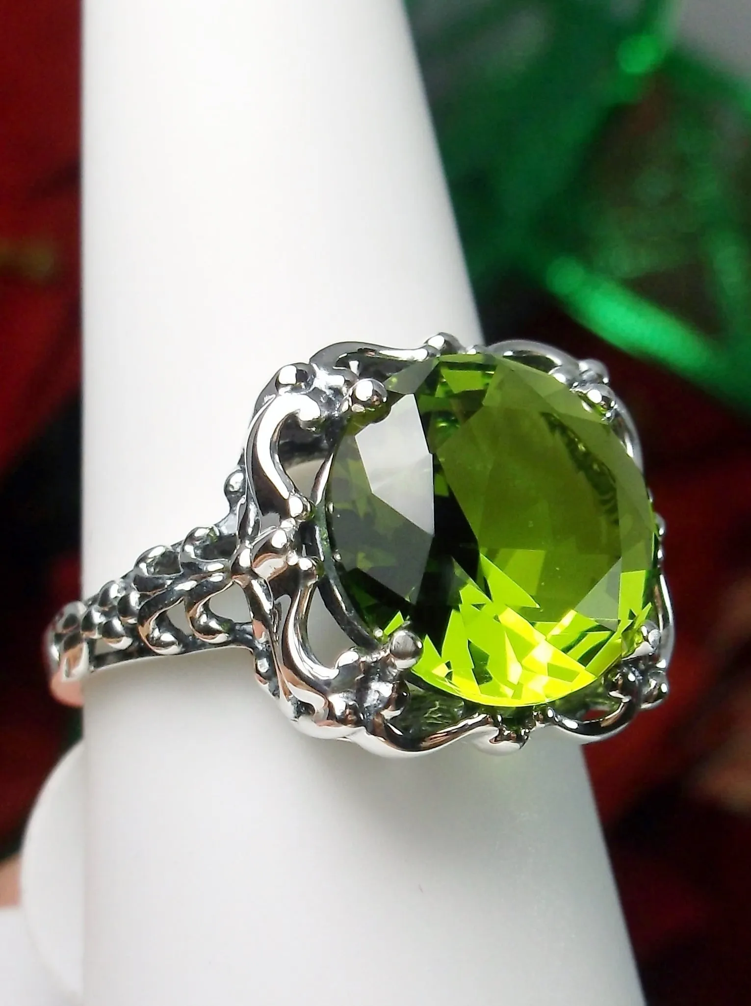 Peridot Ring, Victorian Jewelry #D103
