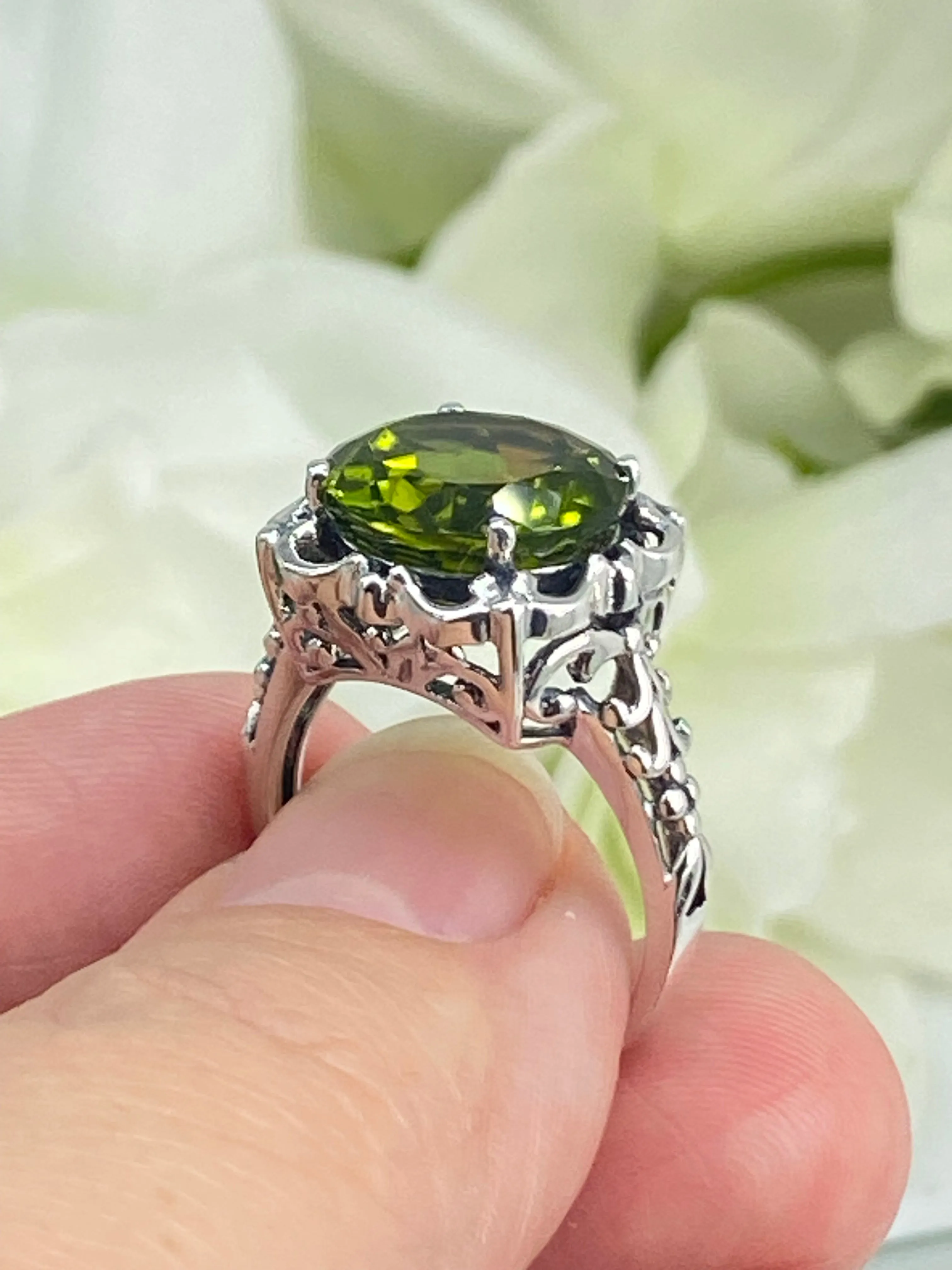 Peridot Ring, Victorian Jewelry #D103