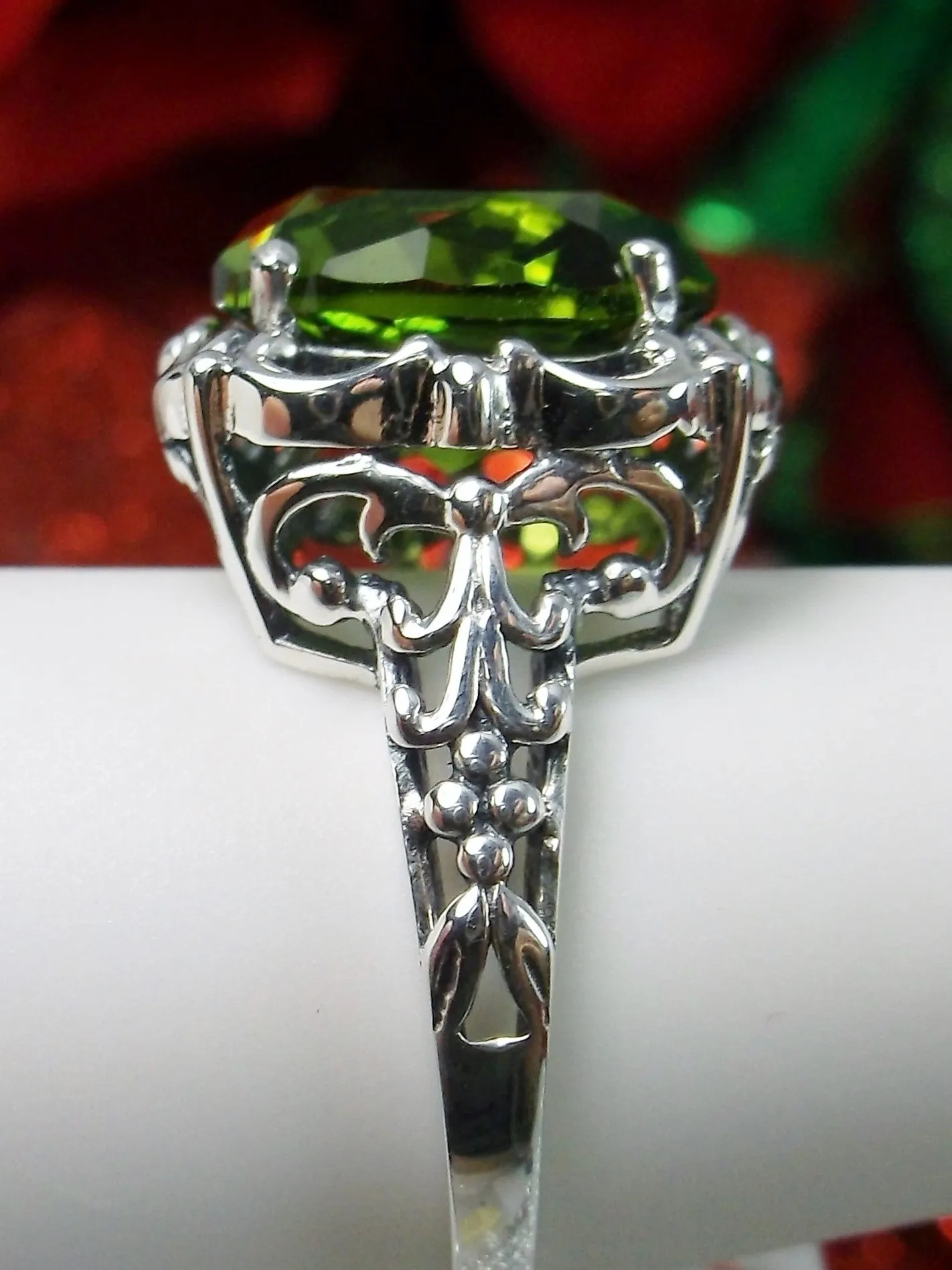 Peridot Ring, Victorian Jewelry #D103