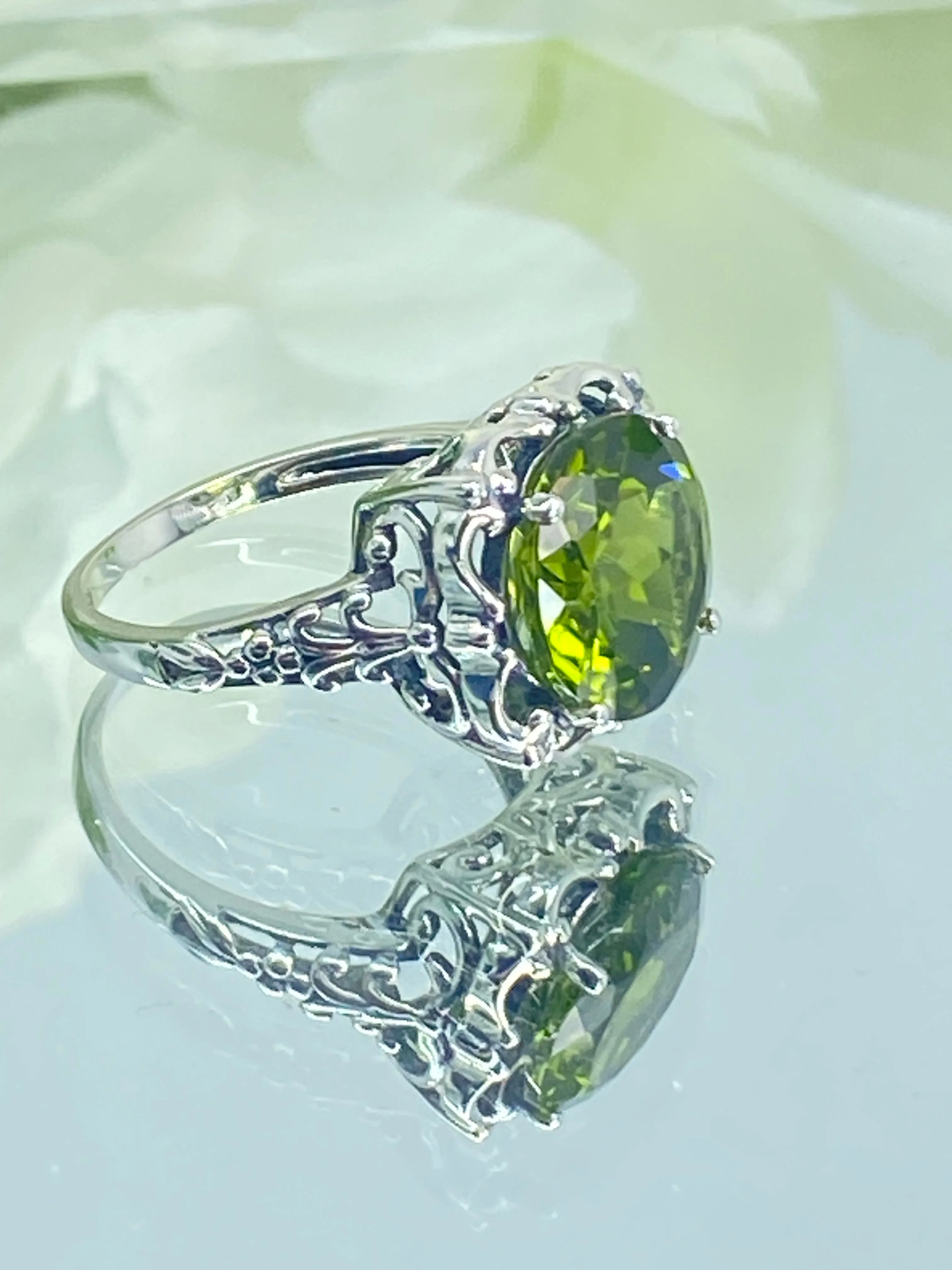 Peridot Ring, Victorian Jewelry #D103