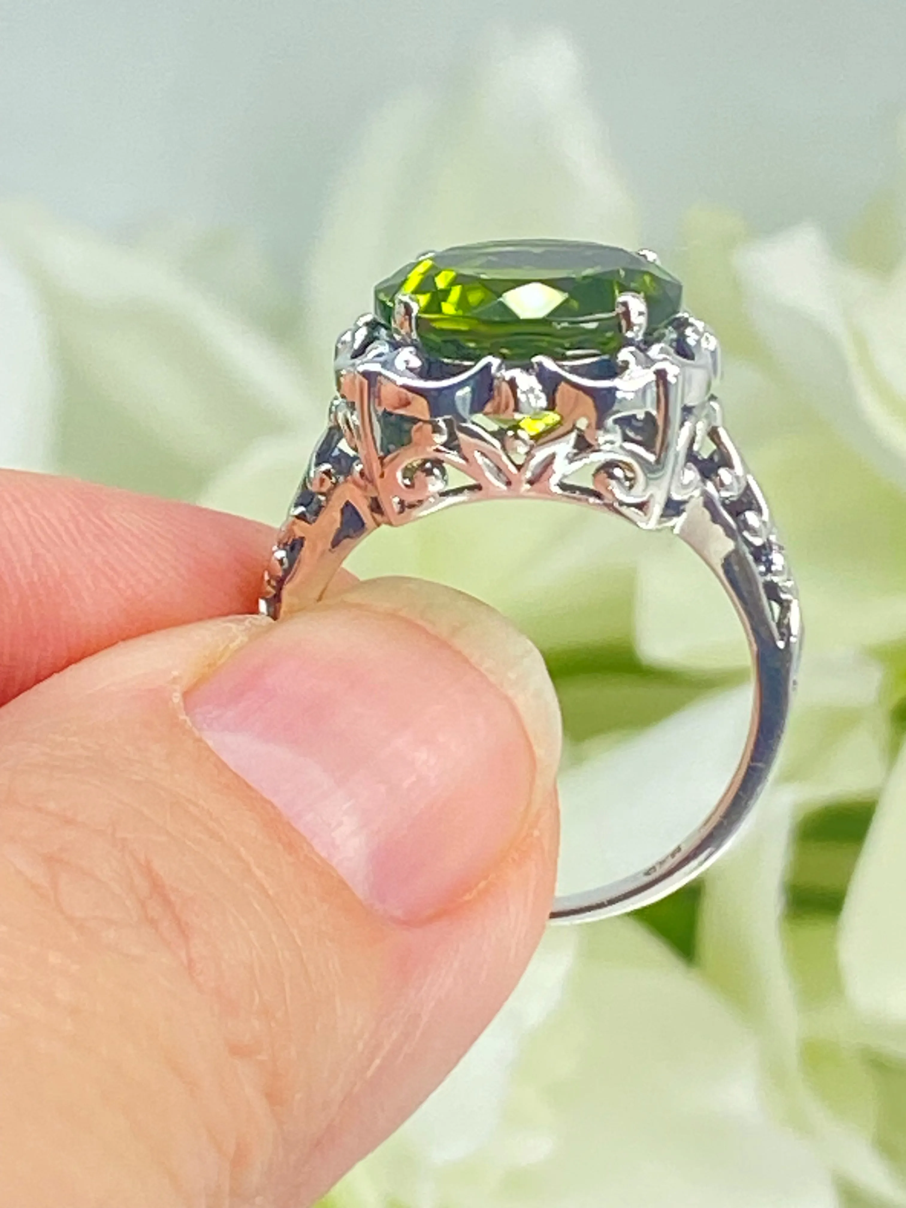 Peridot Ring, Victorian Jewelry #D103
