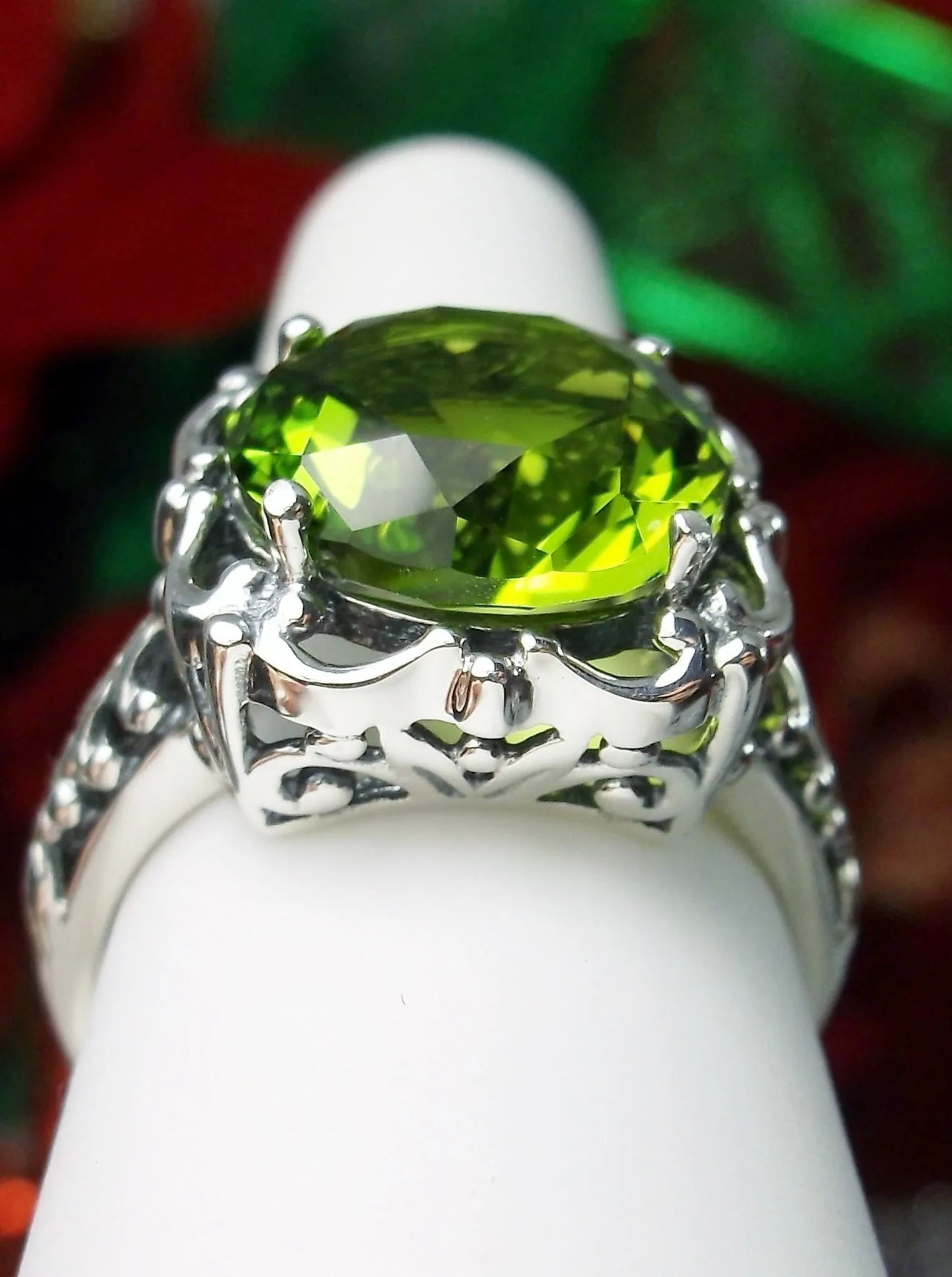 Peridot Ring, Victorian Jewelry #D103