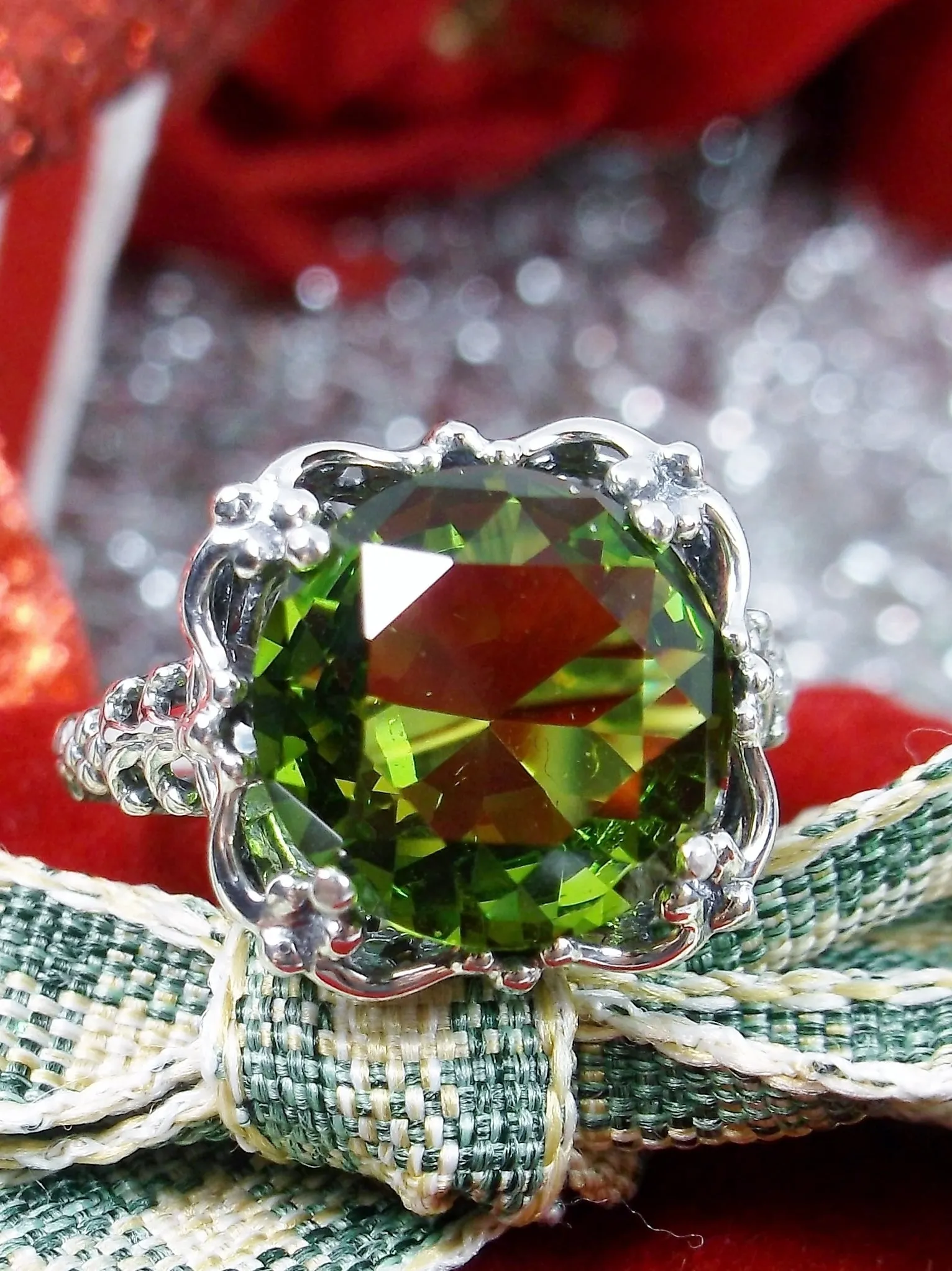Peridot Ring, Victorian Jewelry #D103
