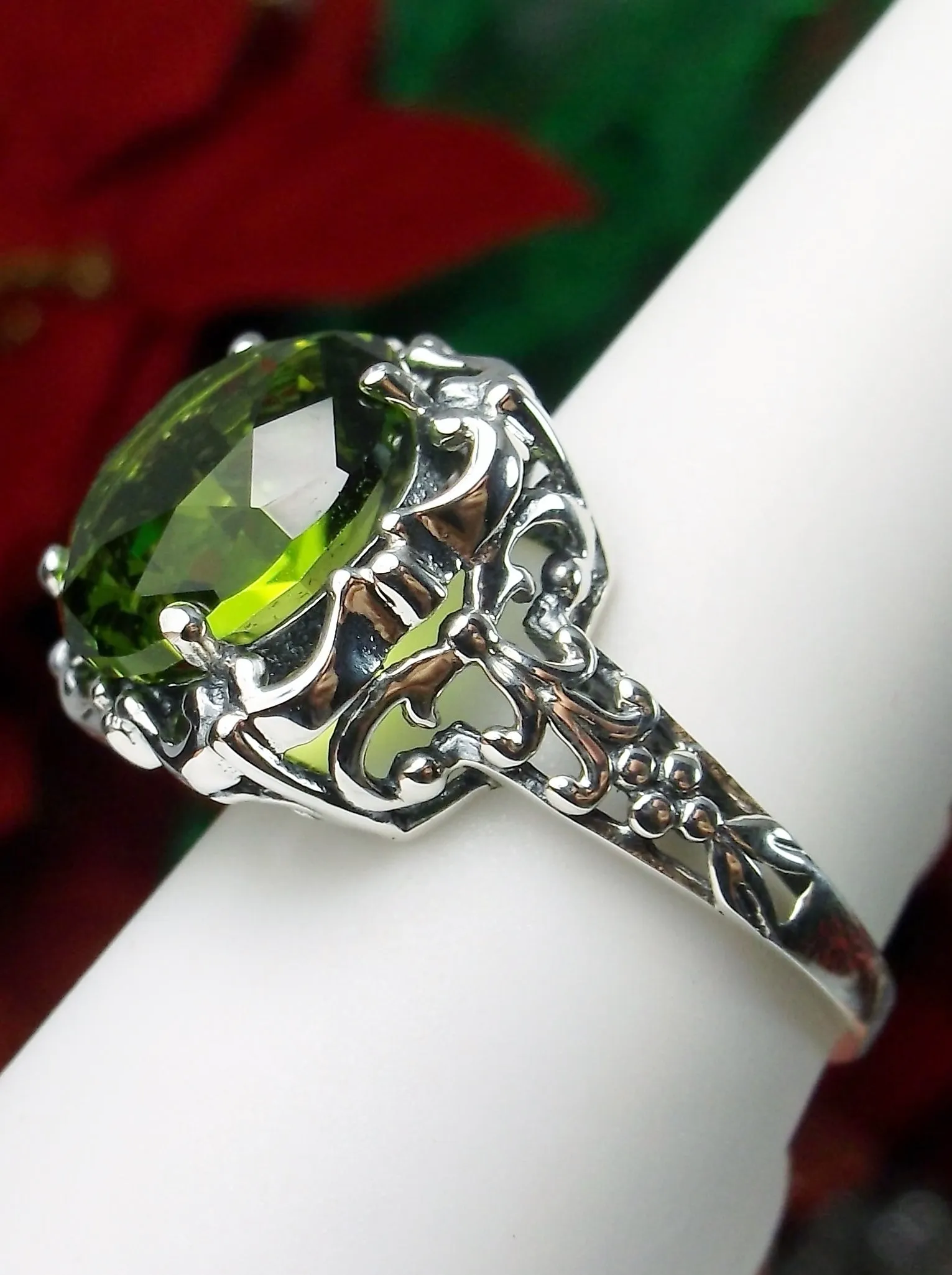 Peridot Ring, Victorian Jewelry #D103
