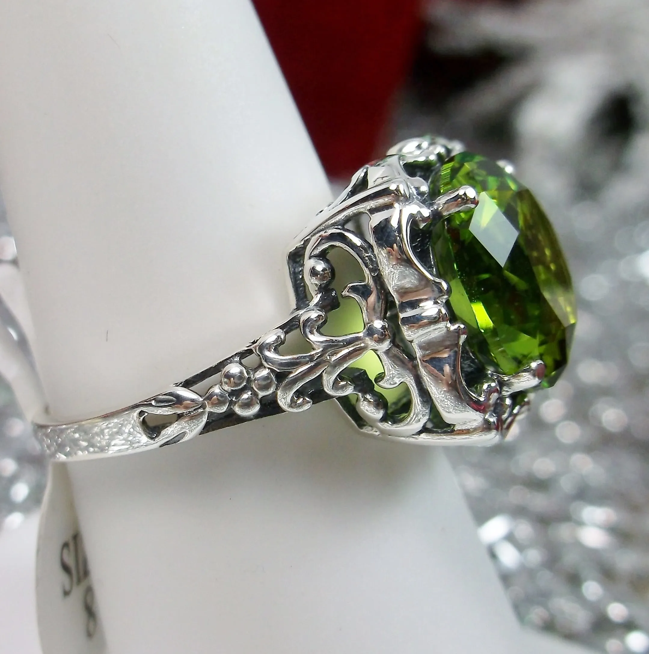Peridot Ring, Victorian Jewelry #D103