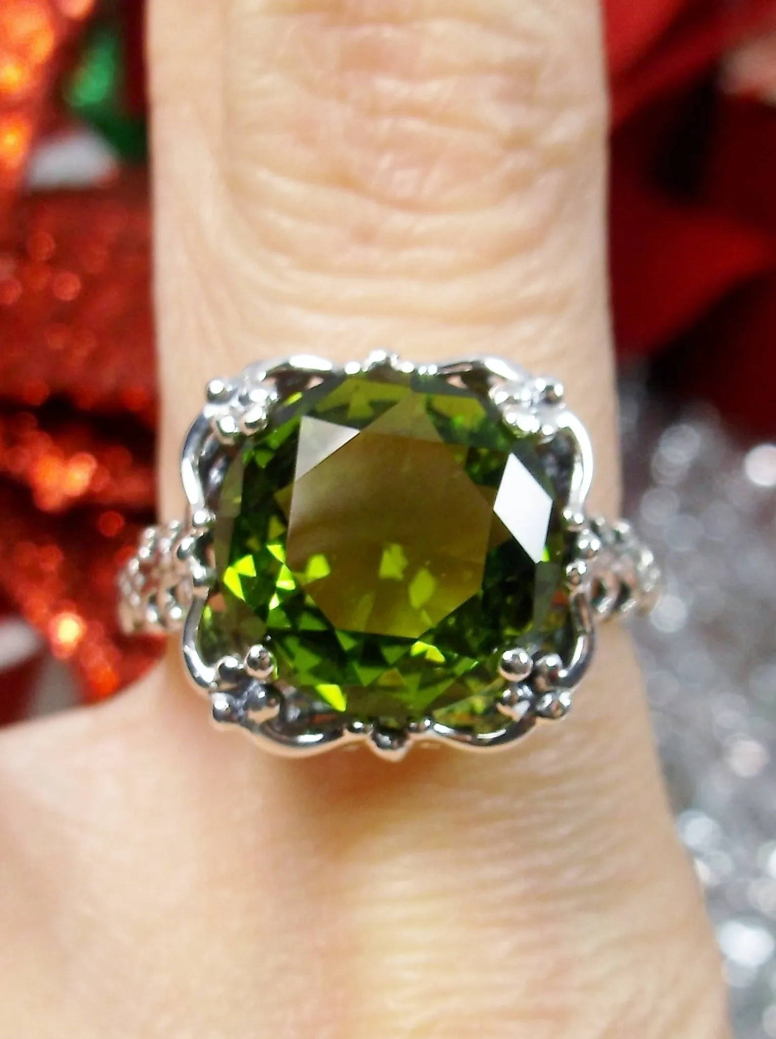 Peridot Ring, Victorian Jewelry #D103