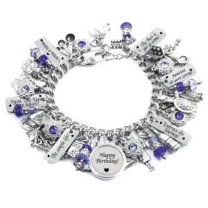 Personalized Birthday Bracelet, Choice of Charms & Birthstone