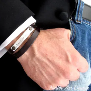 Personalized Mens Bracelet - Double Wrap Bracelet