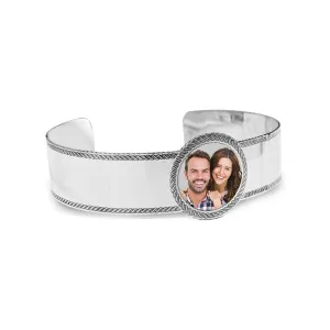 Photo Engraved Bangle Bracelet with Rope Frame Jewelry