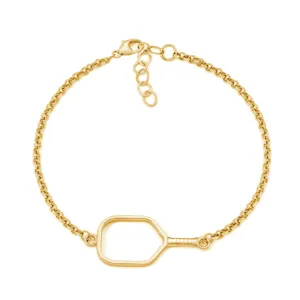 Pickleball Bracelet | Open Paddle in 14k Yellow Gold