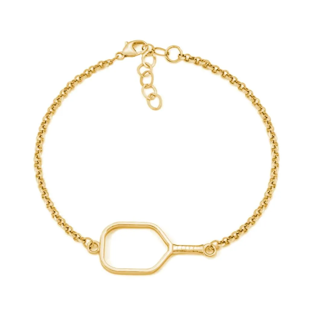 Pickleball Bracelet | Open Paddle in 14k Yellow Gold