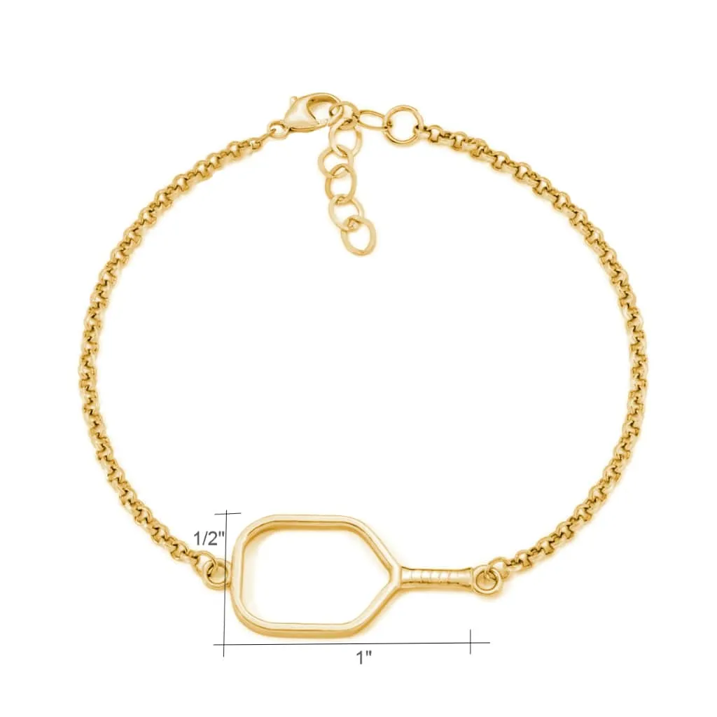 Pickleball Bracelet | Open Paddle in 14k Yellow Gold