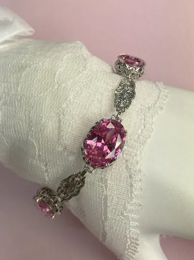 Pink Cubic Zirconia (CZ) Edwardian Bracelet #B70